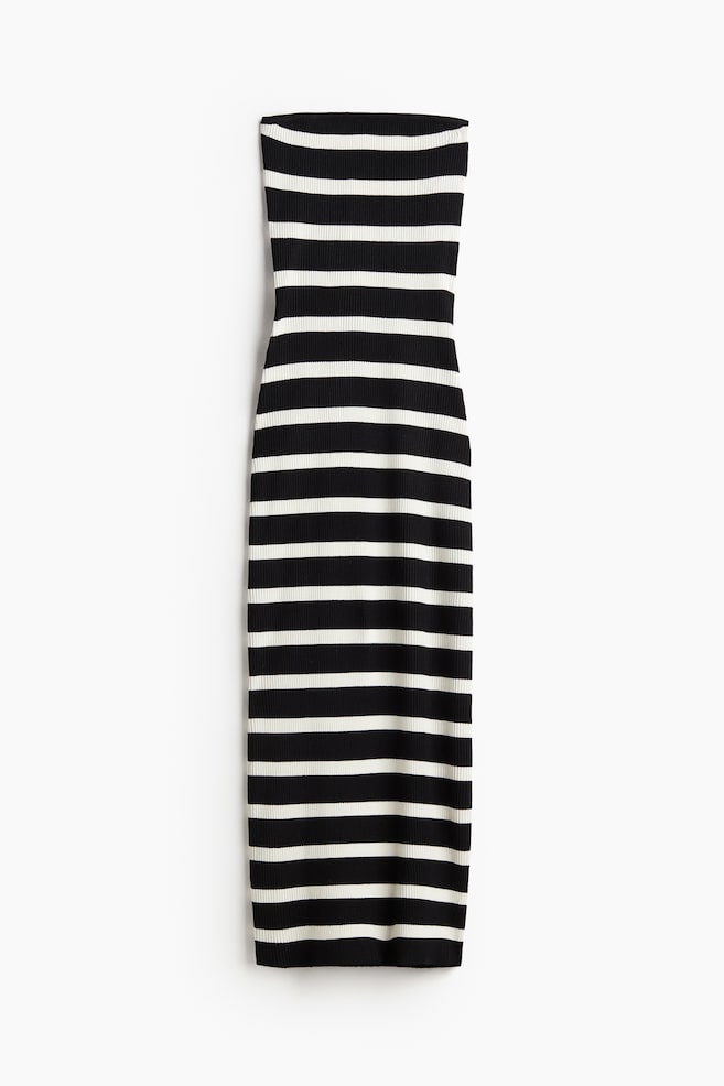 Ribbed tube dress - Black/Striped/Cream/Black striped/Black - 2