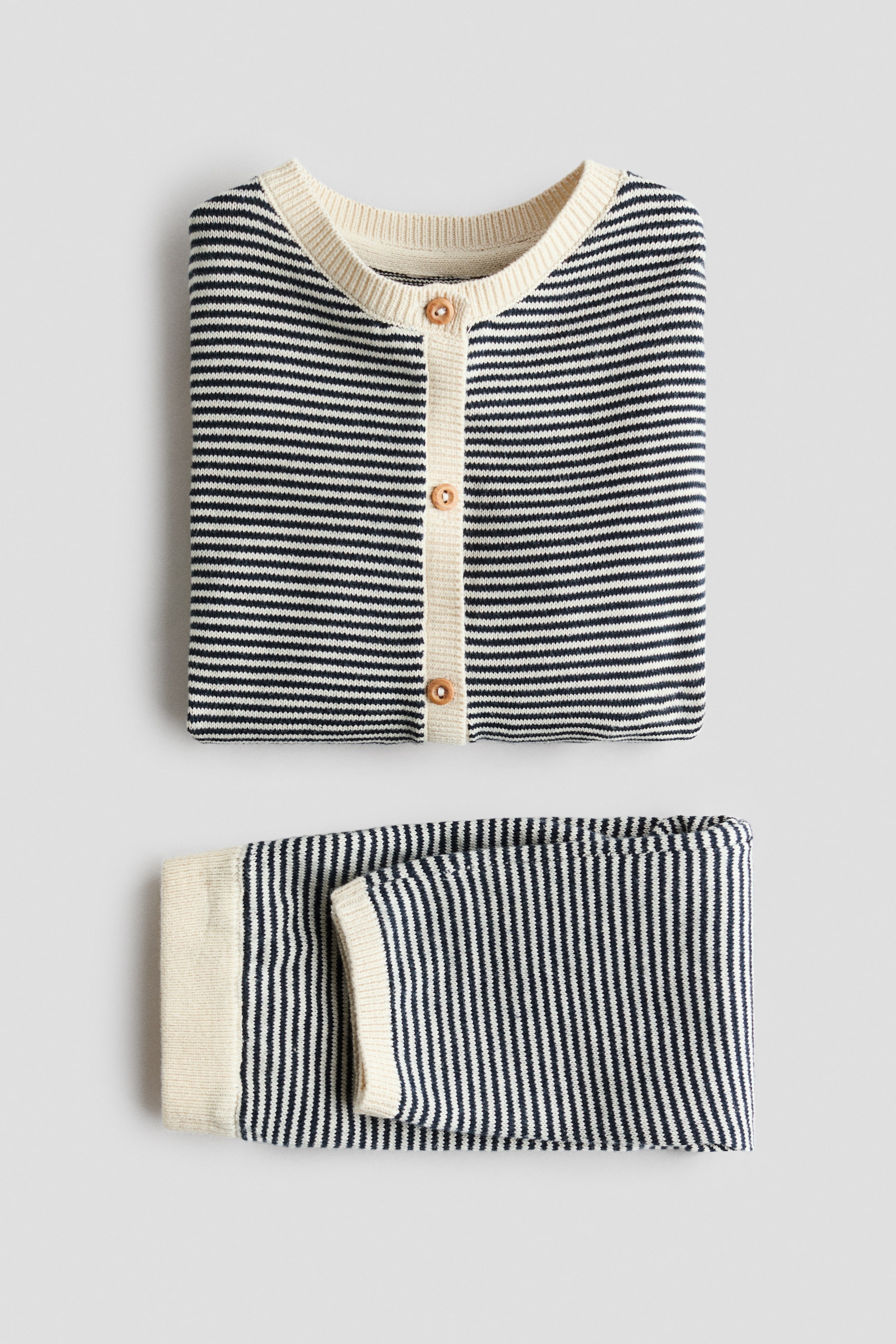 View larger image: 2-piece fine-knit set - Navy blue/White striped - Kids | H&M IN 2