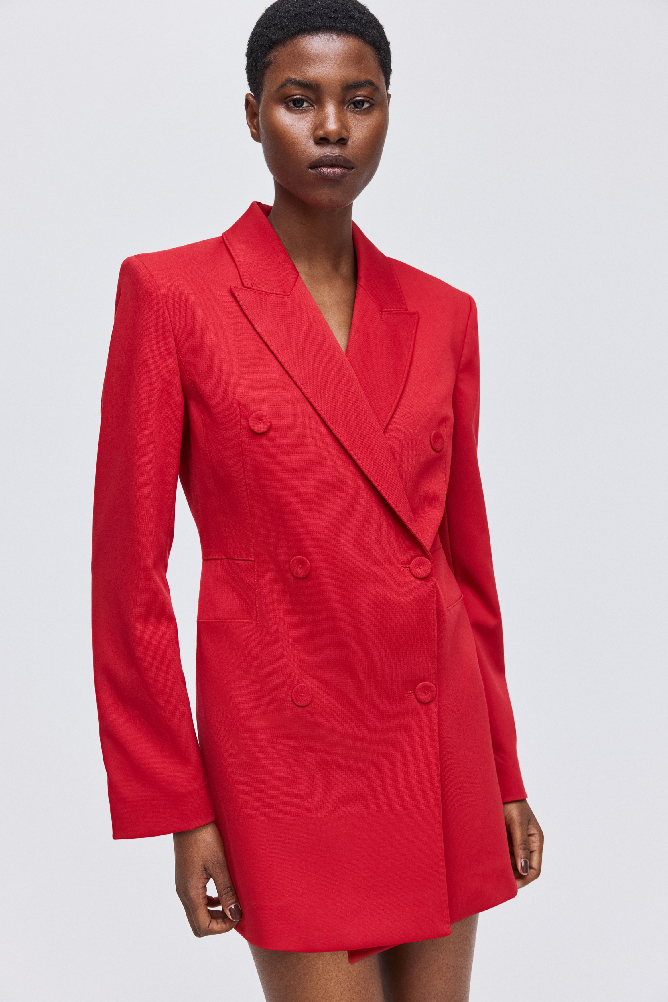 Double-Breasted Jacket Dress - Red