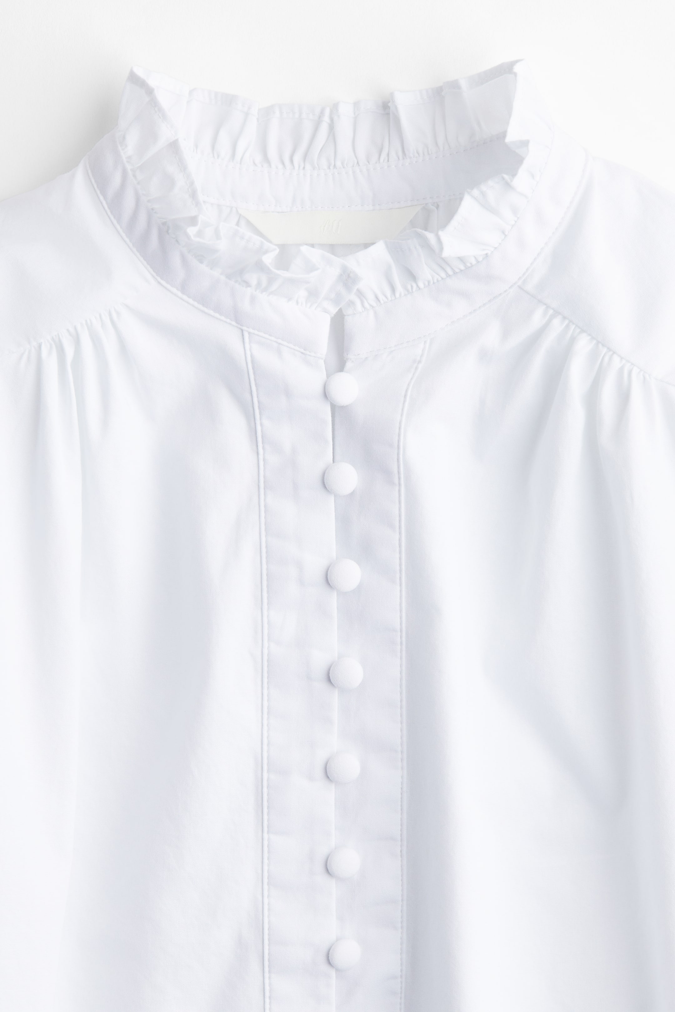 Frilled-collar cotton blouse