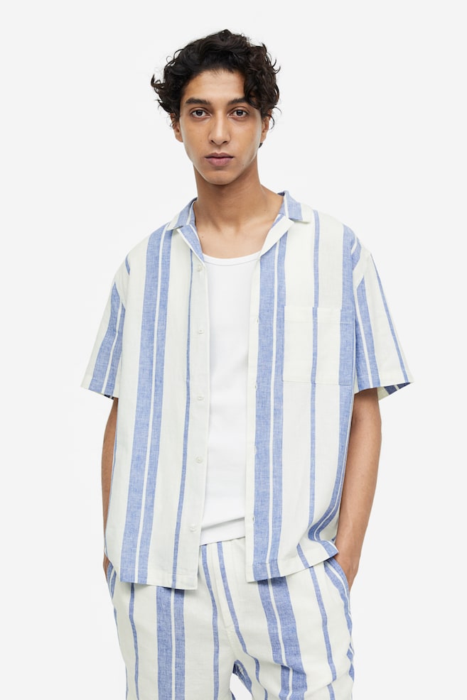 Regular Fit Linen-blend shirt - Cream/Blue striped/Light blue/White/Beige striped/Light beige/dc/dc/dc/dc - 1