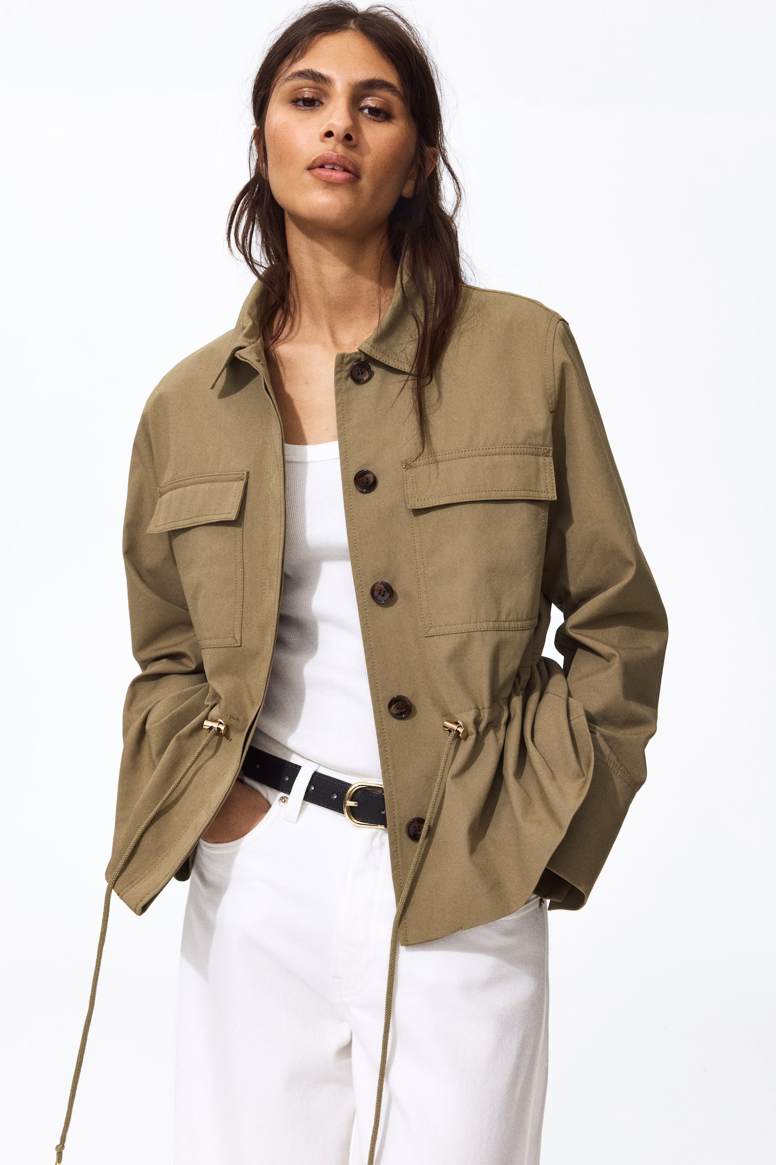 Cotton twill jacket - Khaki green - 1