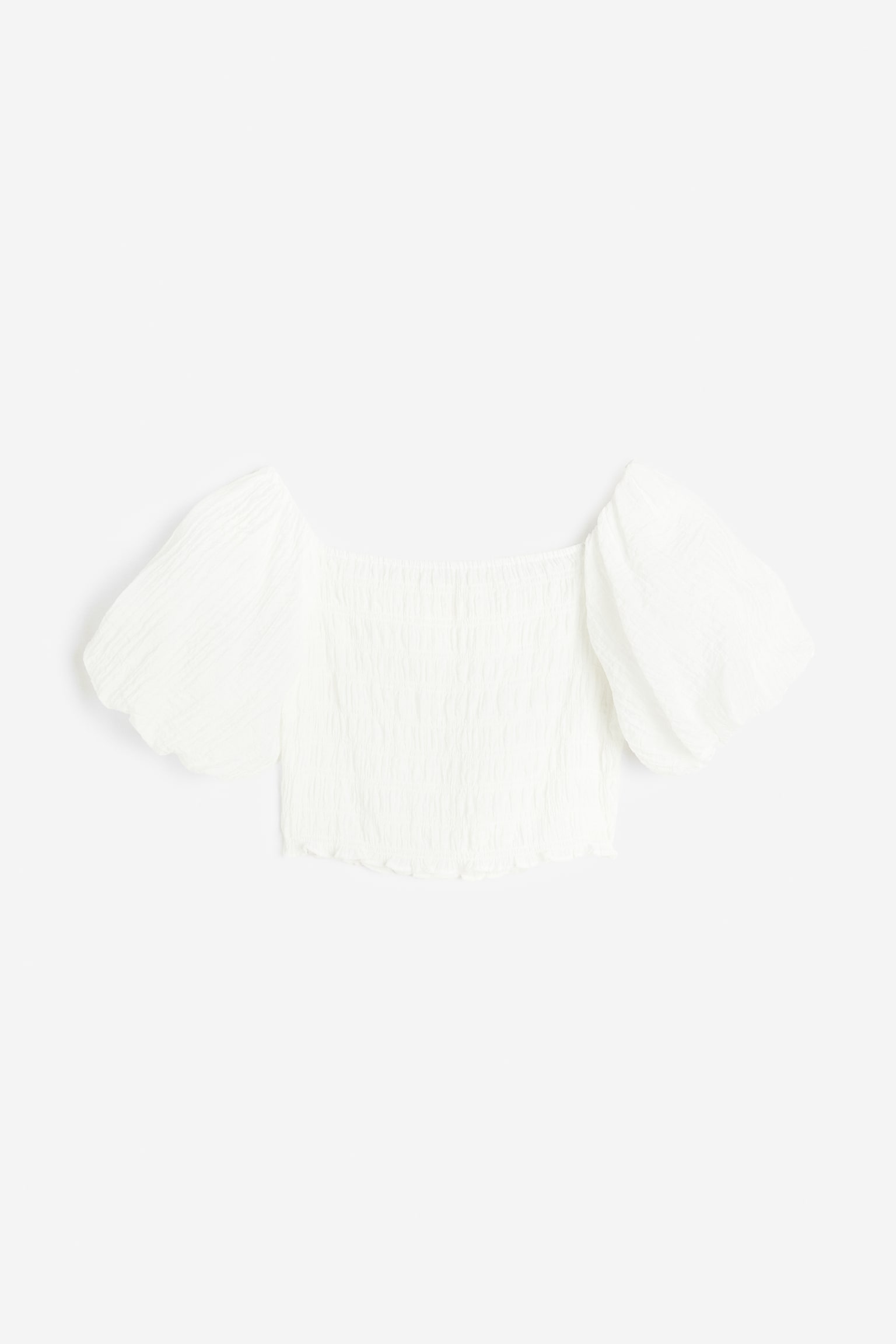 Smock Off the Shoulder Top - White - 1