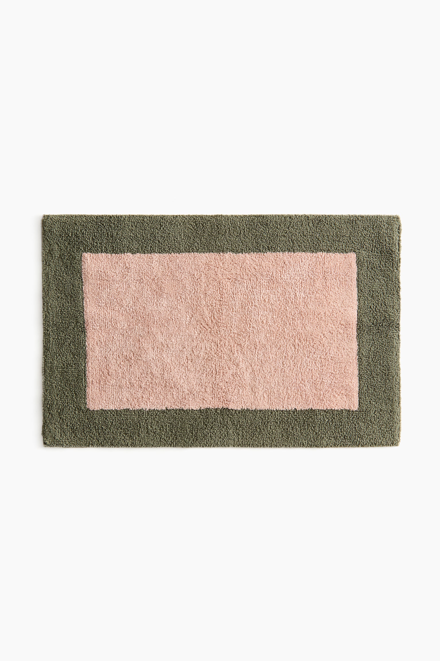 Tufted bath mat - Powder pink/Dark green/Light beige - 1