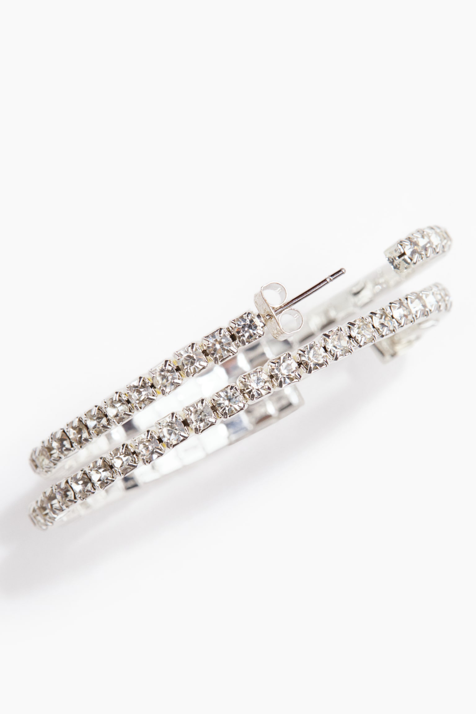 Rhinestone hoop earrings - Silver-coloured - 2