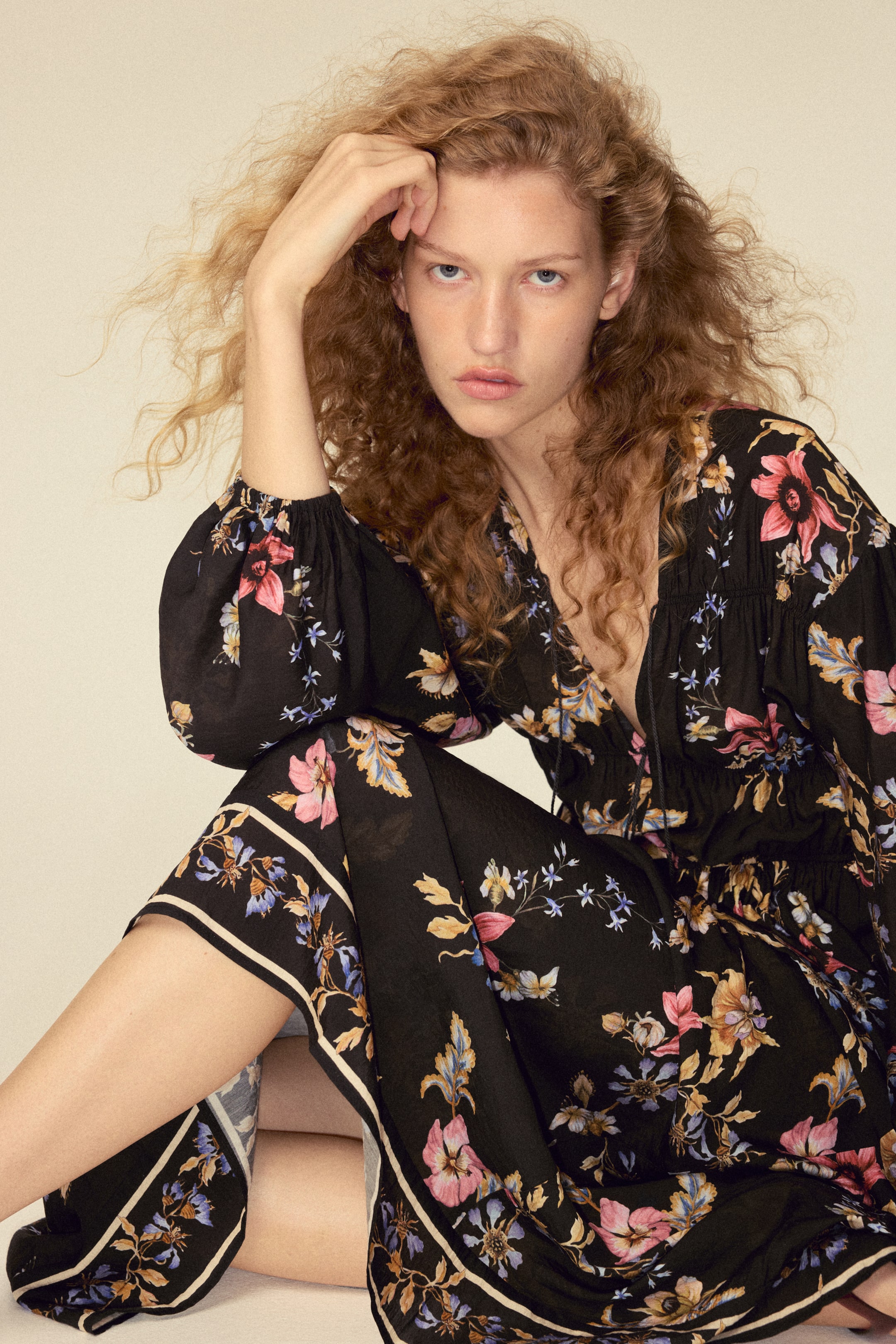Printed Tie-Detail Dress