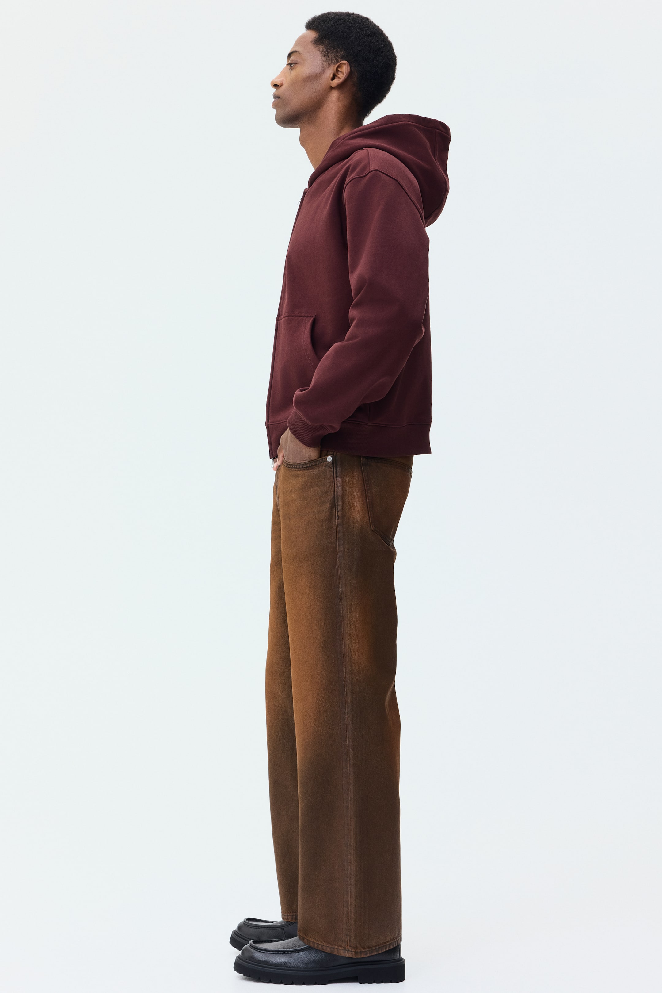 Grotere afbeelding bekijken: Boxy ritshoodie Loose Fit - Bordeauxrood - HEREN | H&M BE 3