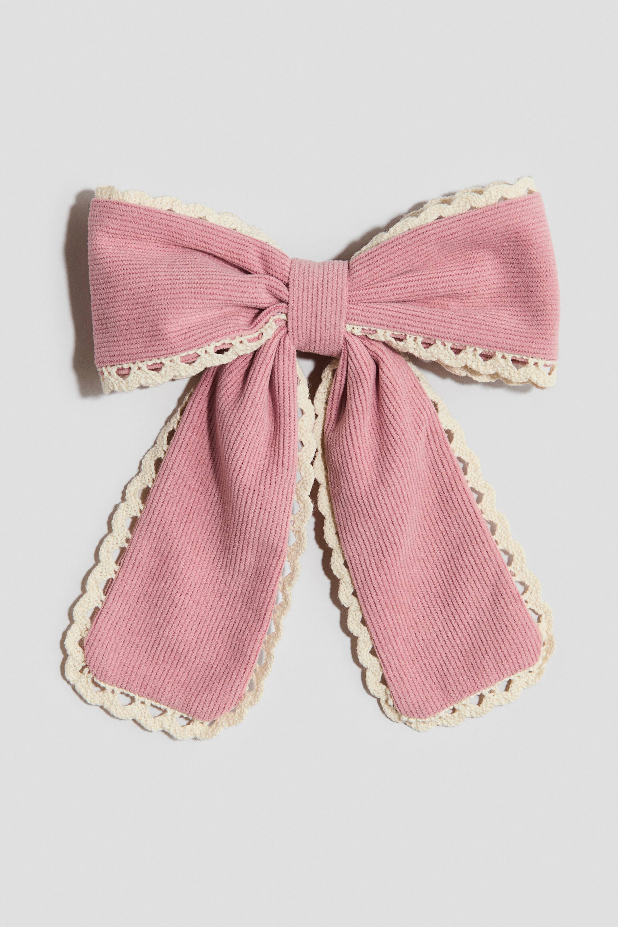 Переглянути збільшене зображення: Corduroy-bow hair clip - Світло-рожевий - Kids | H&M UA 1