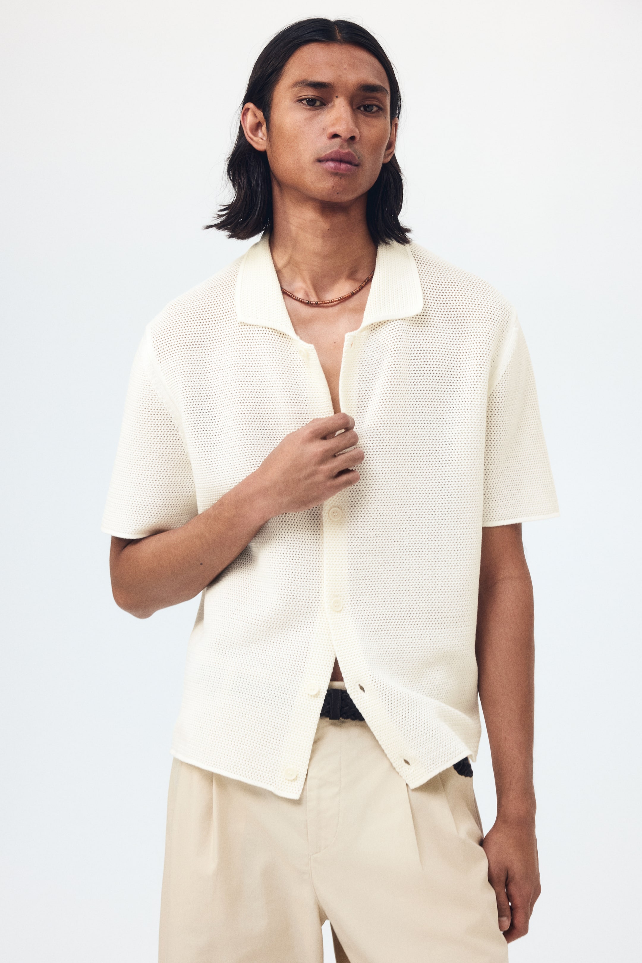 Regular-Fit Open-Knit Shirt