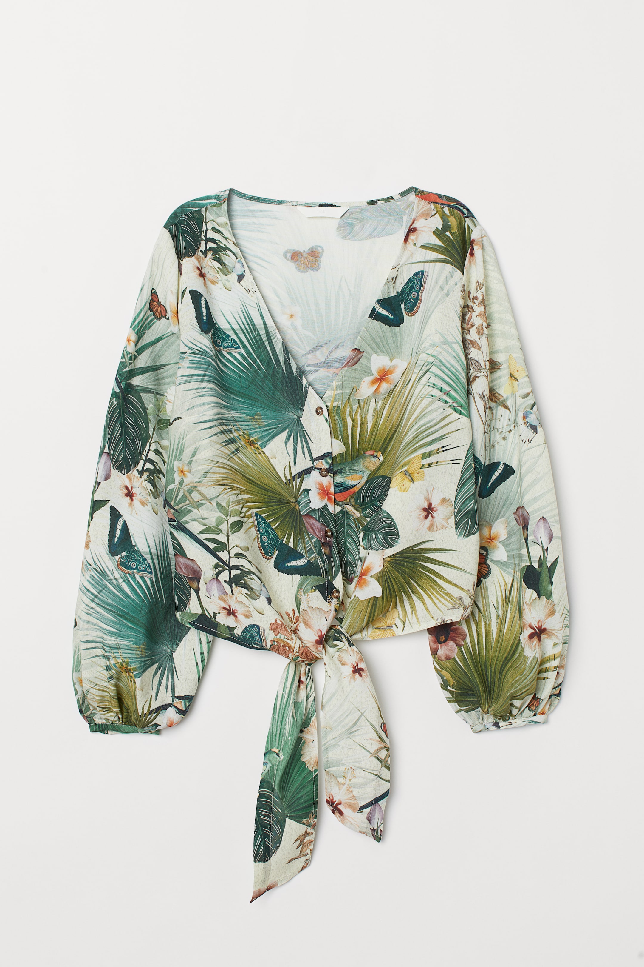Agrandir l'image: Blouse à nouer - Écru/motif - FEMME | H&M FR 1
