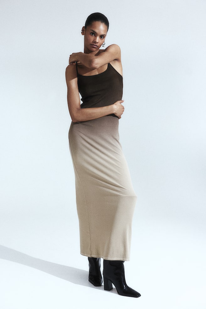 Ribbed maxi dress - Brown/Ombre - 1