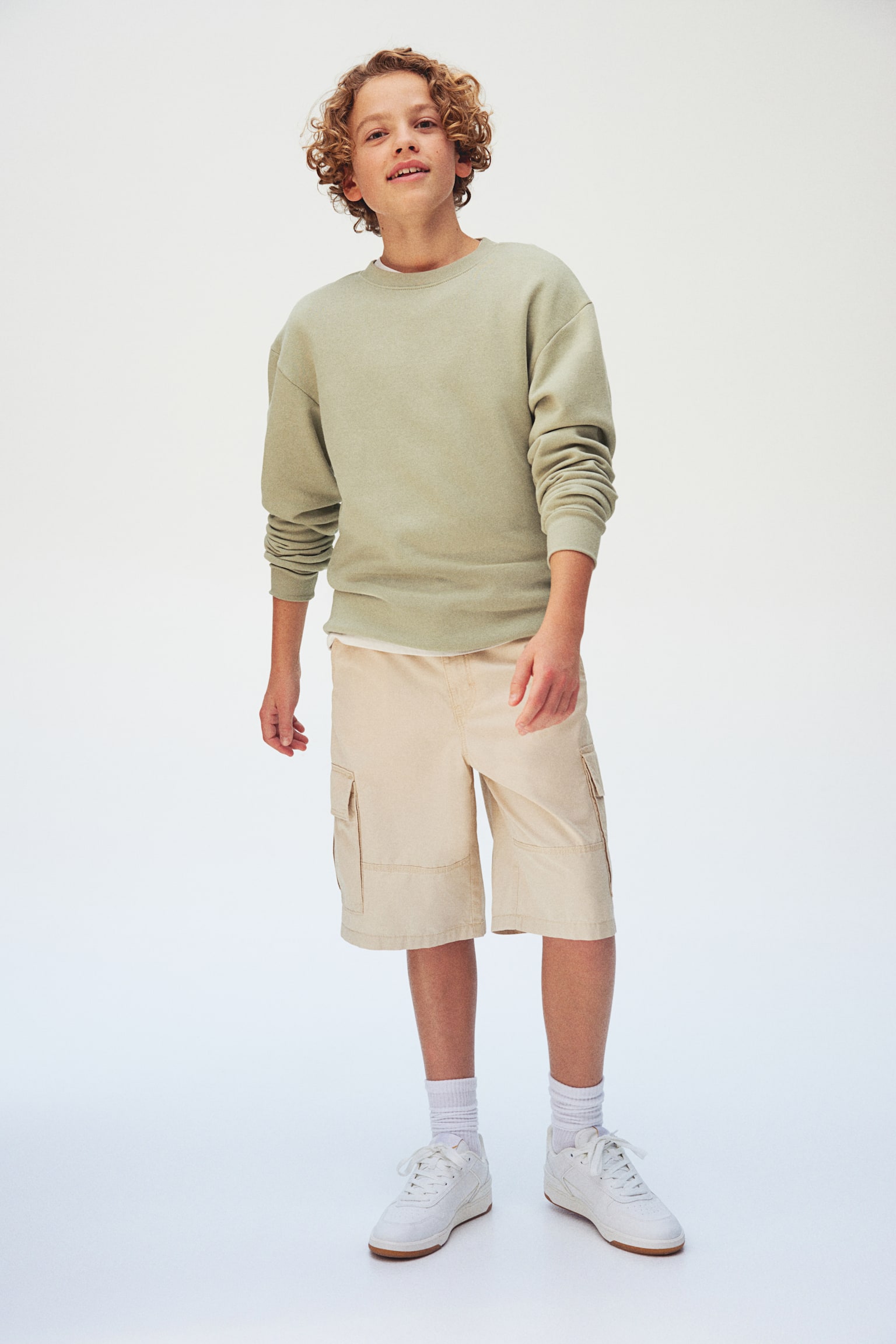 Cotton cargo shorts - Light beige/Grey - 5