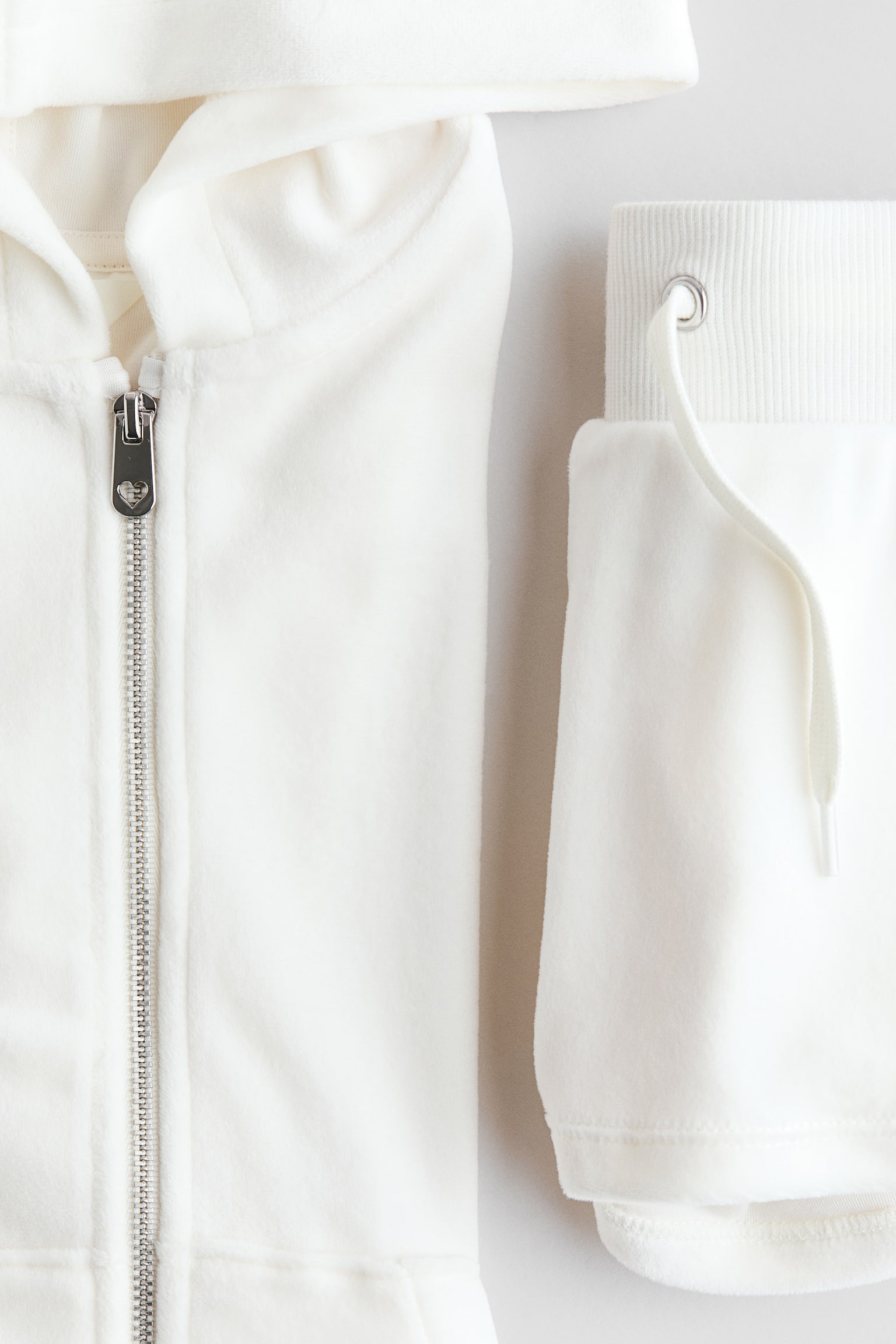 2-piece velour set - Cream/Light blue - 2