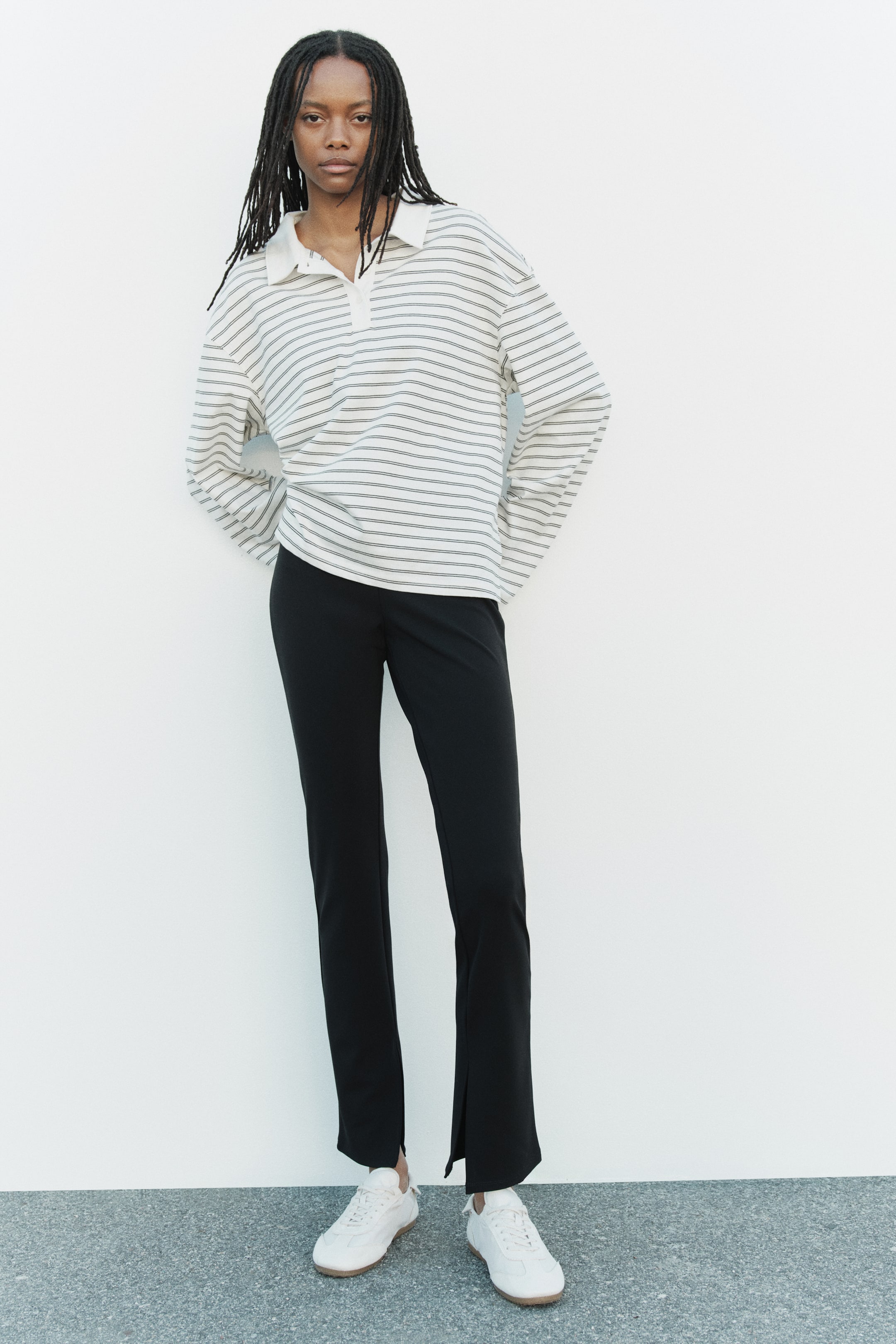 Pantalon taille élastique en jersey point de Rome