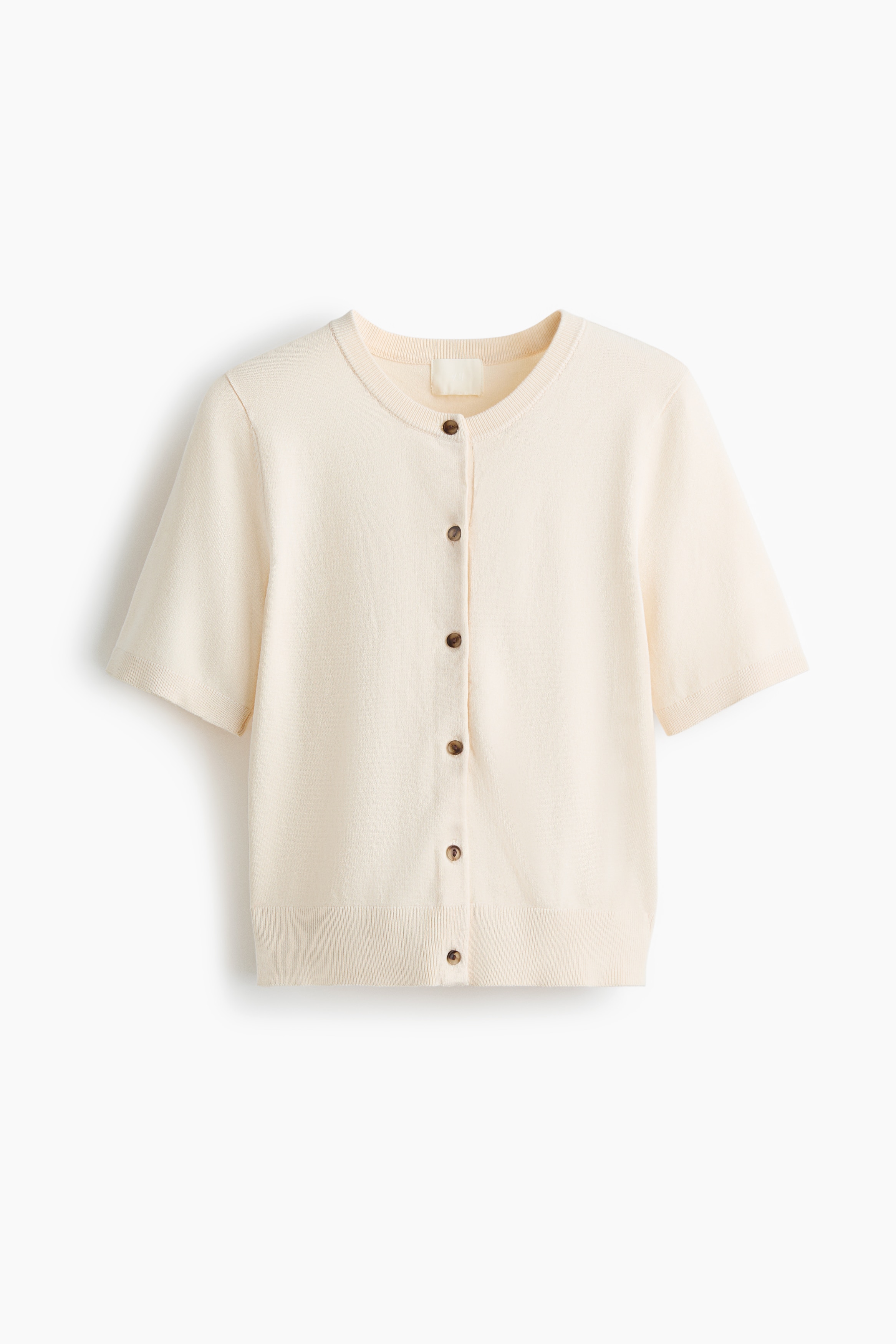 Short-Sleeved Cardigan - Cream/Light yellow/Light pink/Red