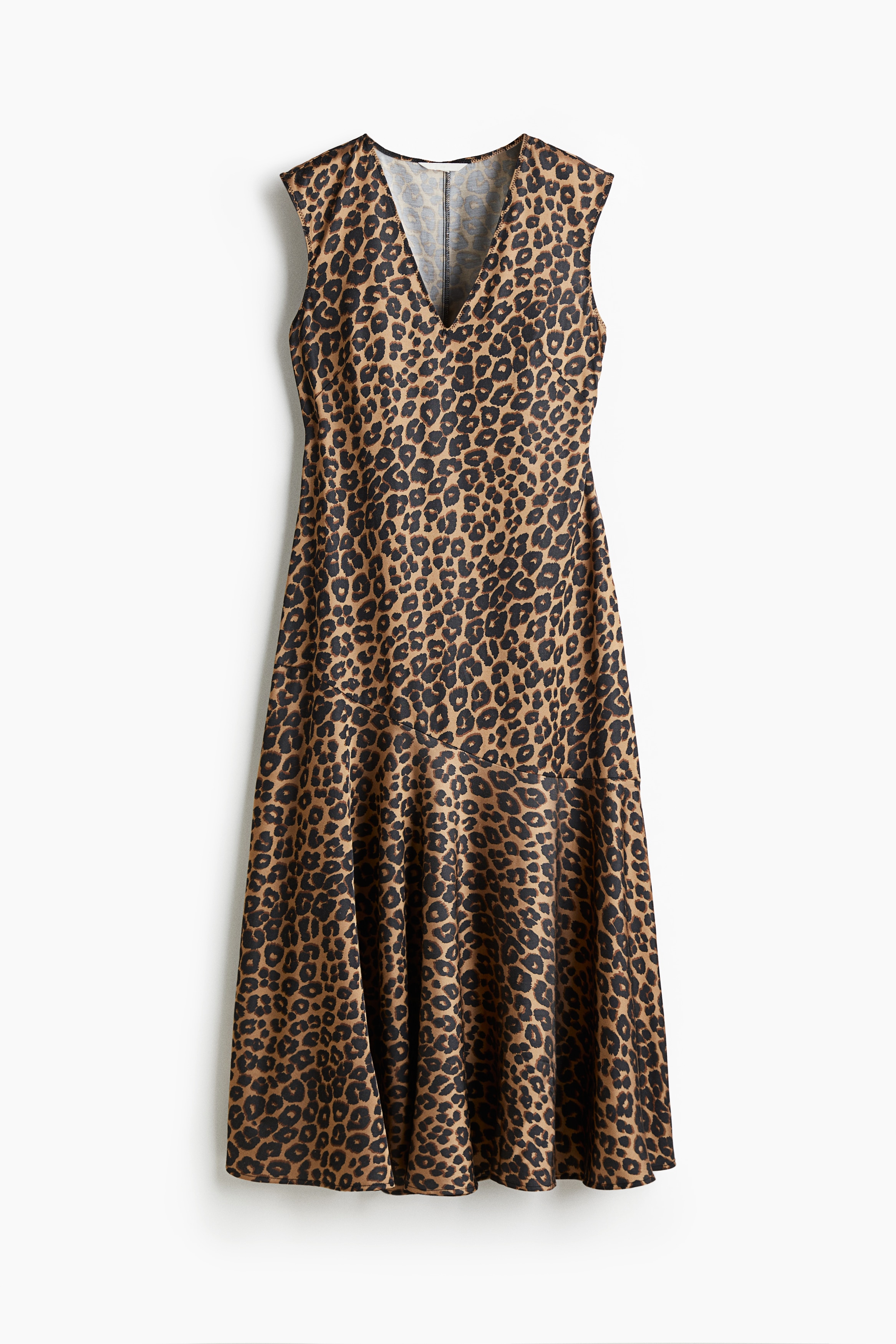 V-neck satin dress - Μπεζ/λεοπάρ μοτίβο/Μαύρο/Σκούρο καφέ/Λευκό