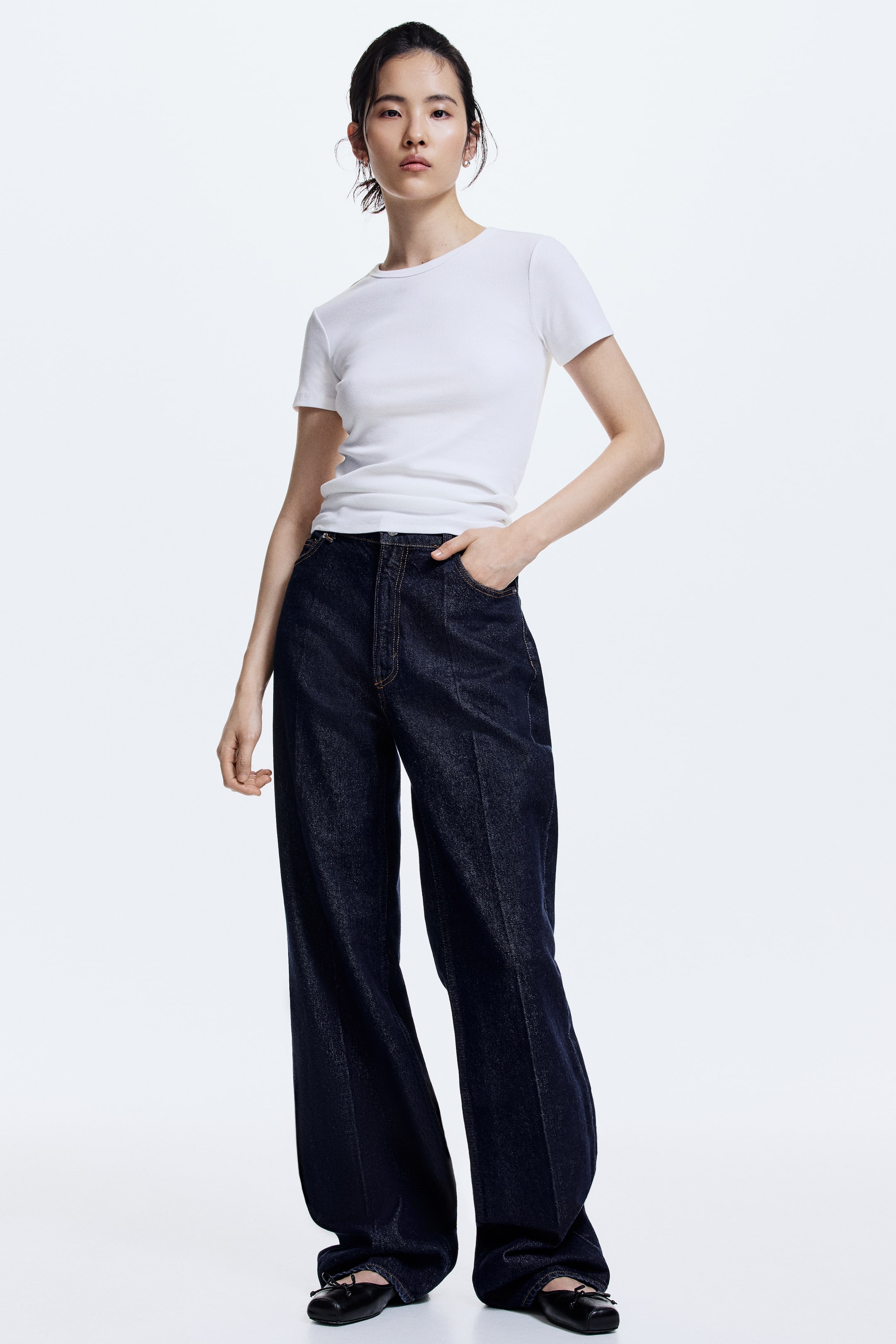 Größeres Bild anzeigen: Geripptes T-Shirt - Weiß - Ladies | H&M AT 5