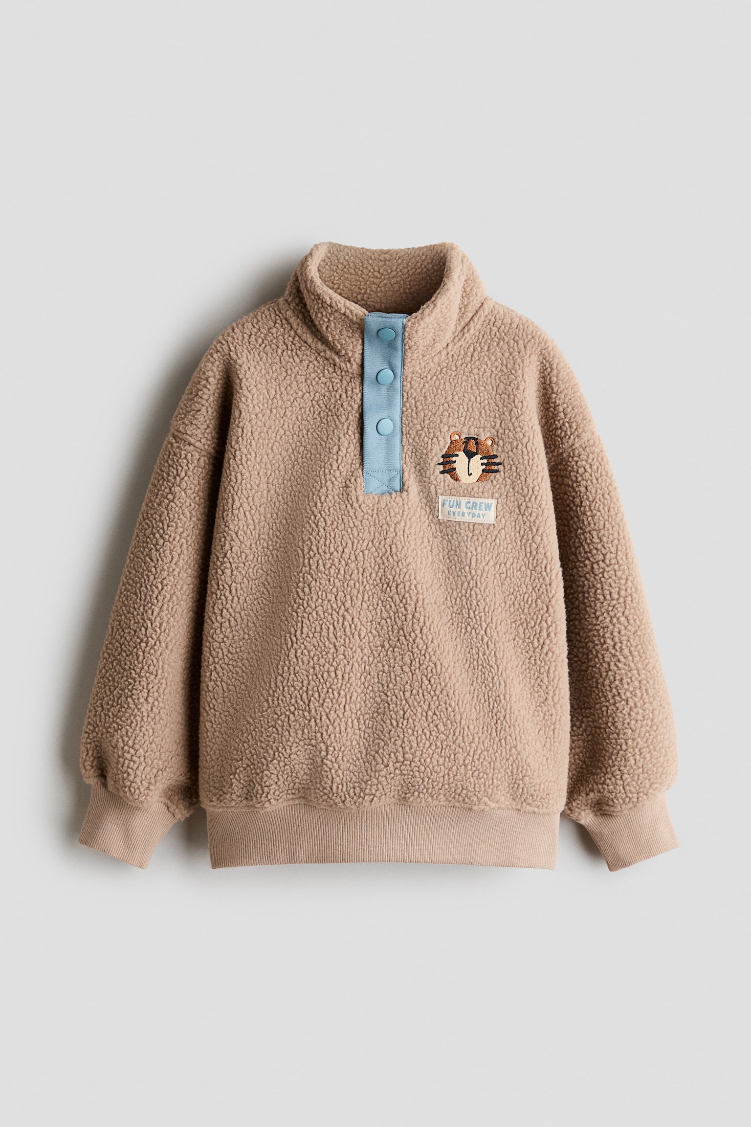 Collared teddy sweatshirt - Light mole/Fun Crew