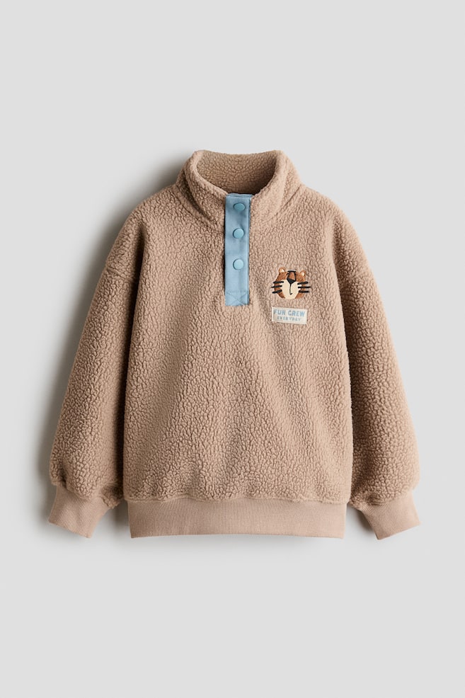 Collared teddy sweatshirt - Light mole/Fun Crew - 1