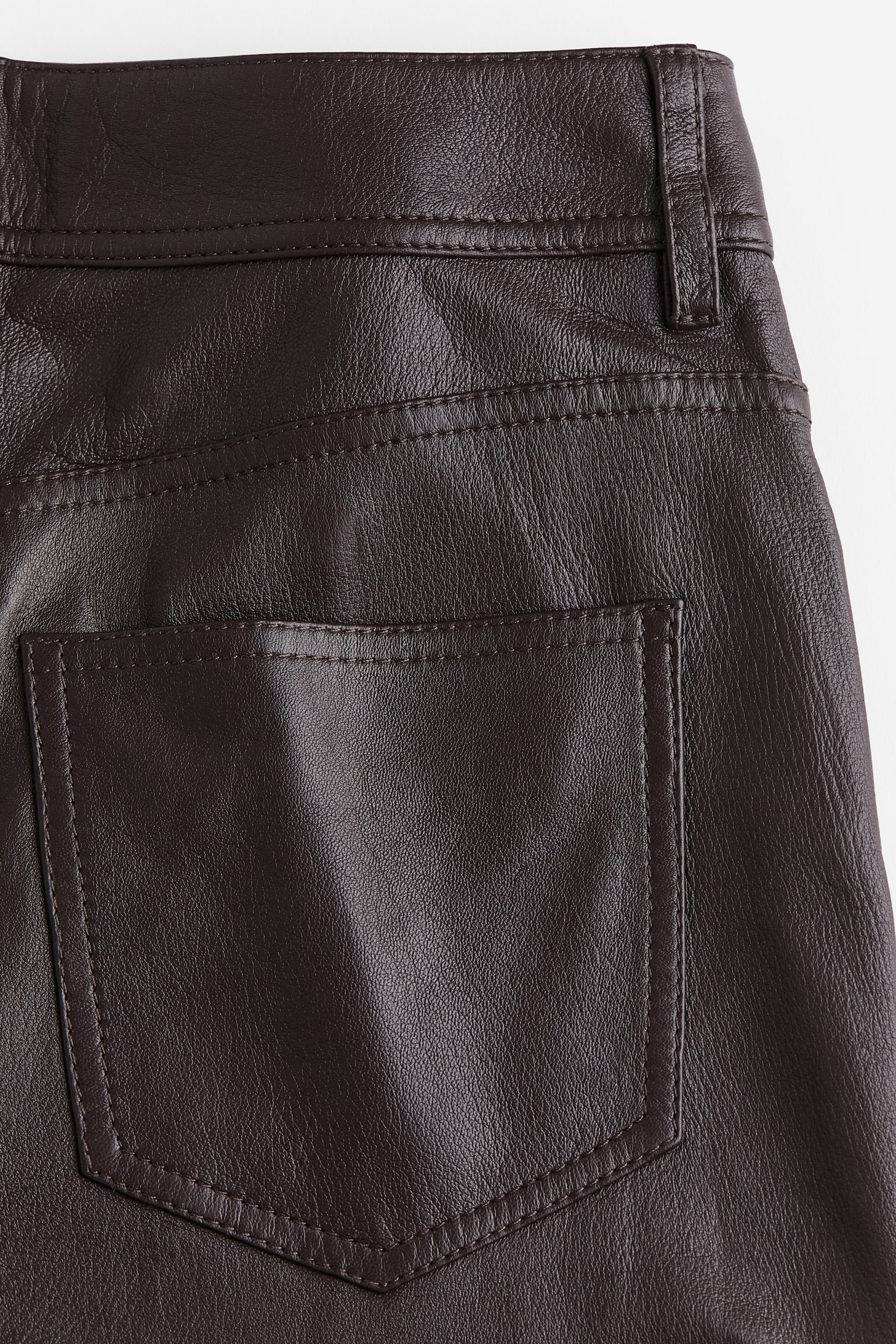 Straight Leather Pants - Dark brown/Black/Dark grey - 2