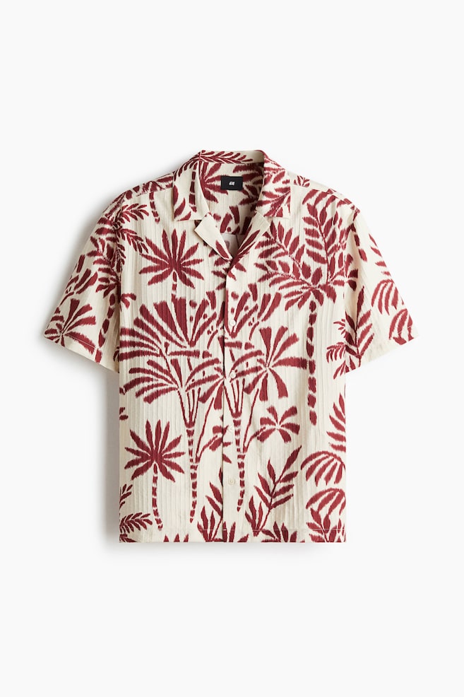 Regular Fit Textured Resort Shirt - White/Red floral/White/Green floral/Navy blue/Floral - 1