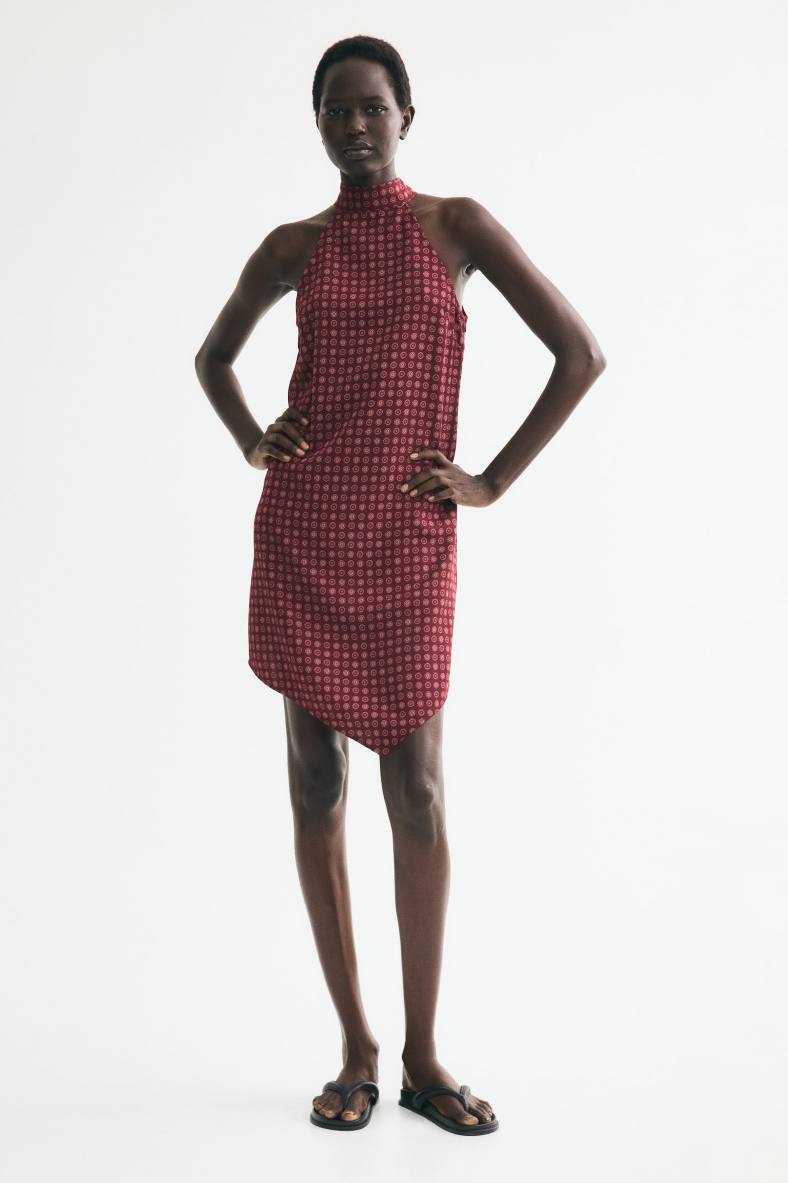 Tie-detail handkerchief dress - Dark purple/Floral/Black/Cream - 1