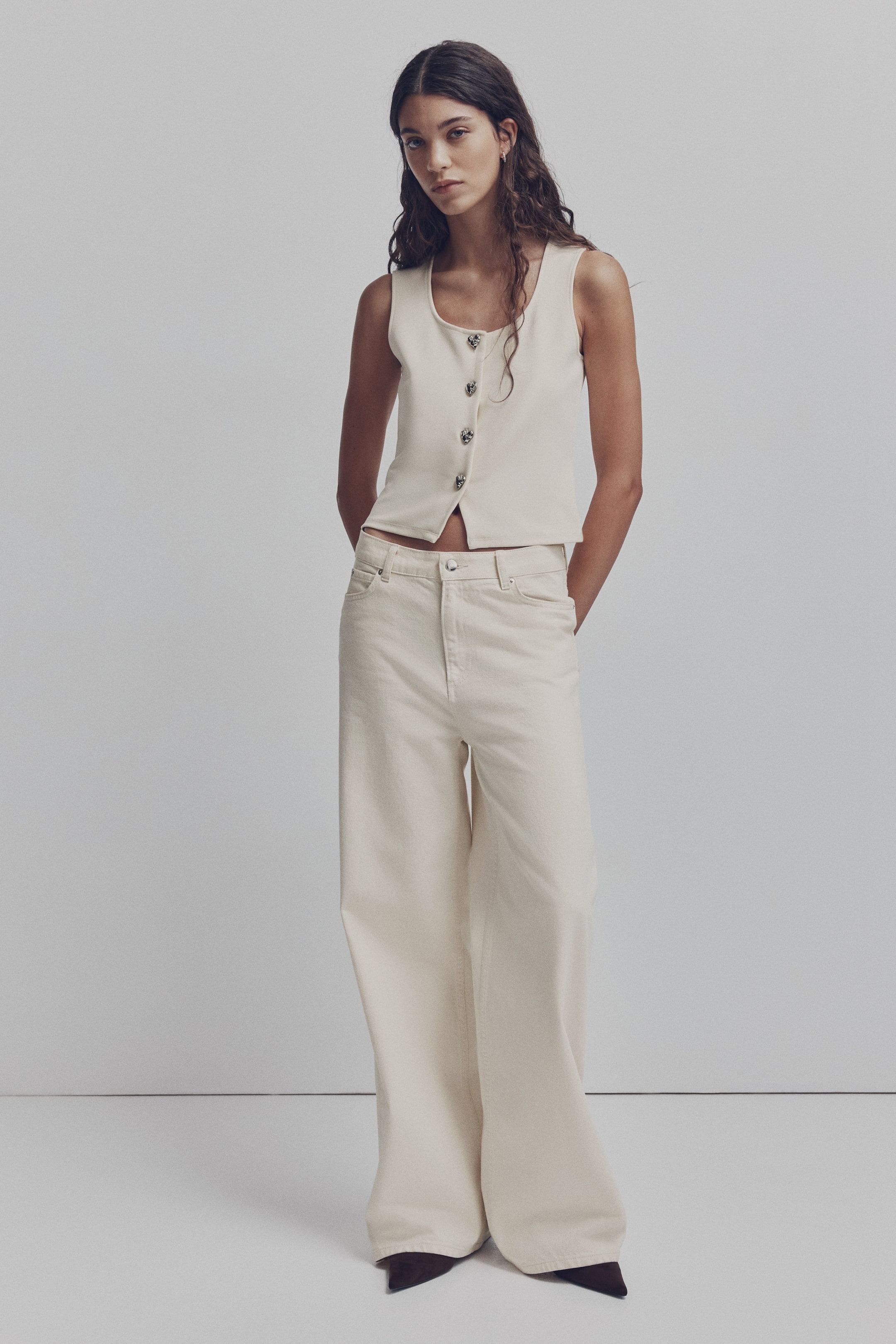 Xem ảnh lớn hơn: Áo gi-lê Ponte di Roma - Màu kem - Ladies | H&M VN 2