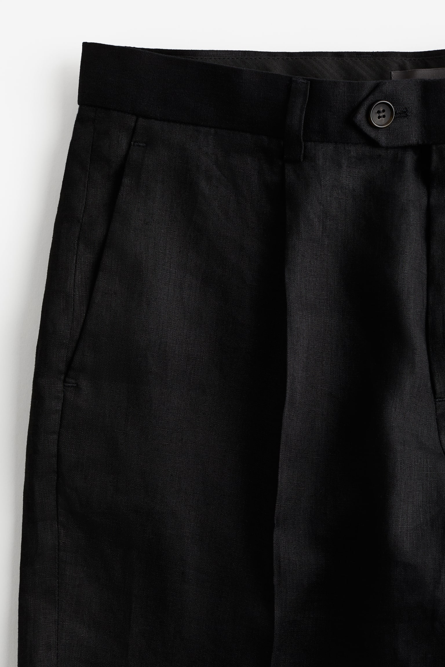 Relaxed Fit Tailored linen shorts - Black/Dark greige - 3