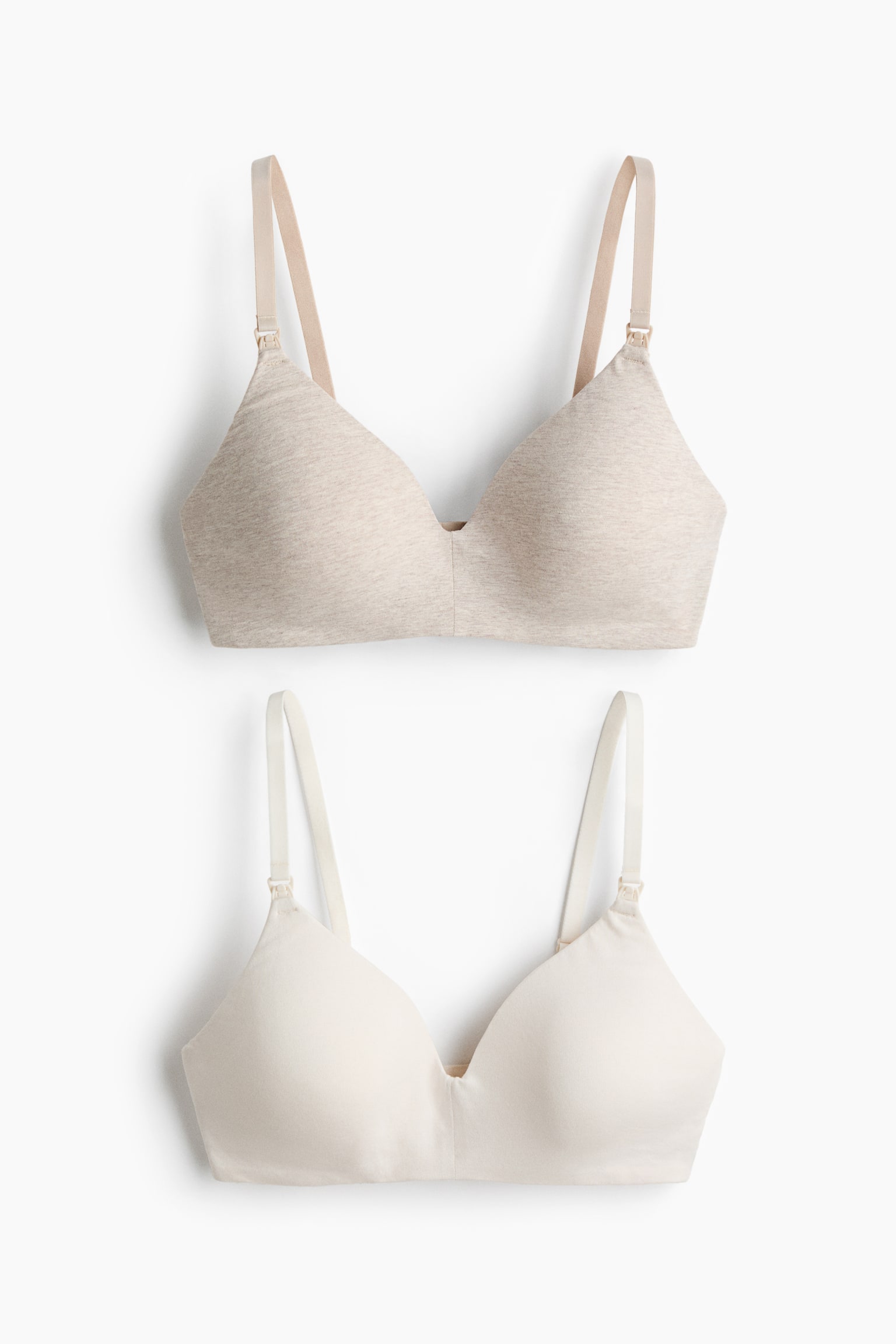 MAMA 2-pack padded cotton nursing bras - Light beige marl/White/Black/Light beige/Beige marl/Cream/Beige marl/Light pink - 1