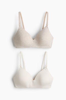 MAMA 2-pack vadderad amningsbh i bomull