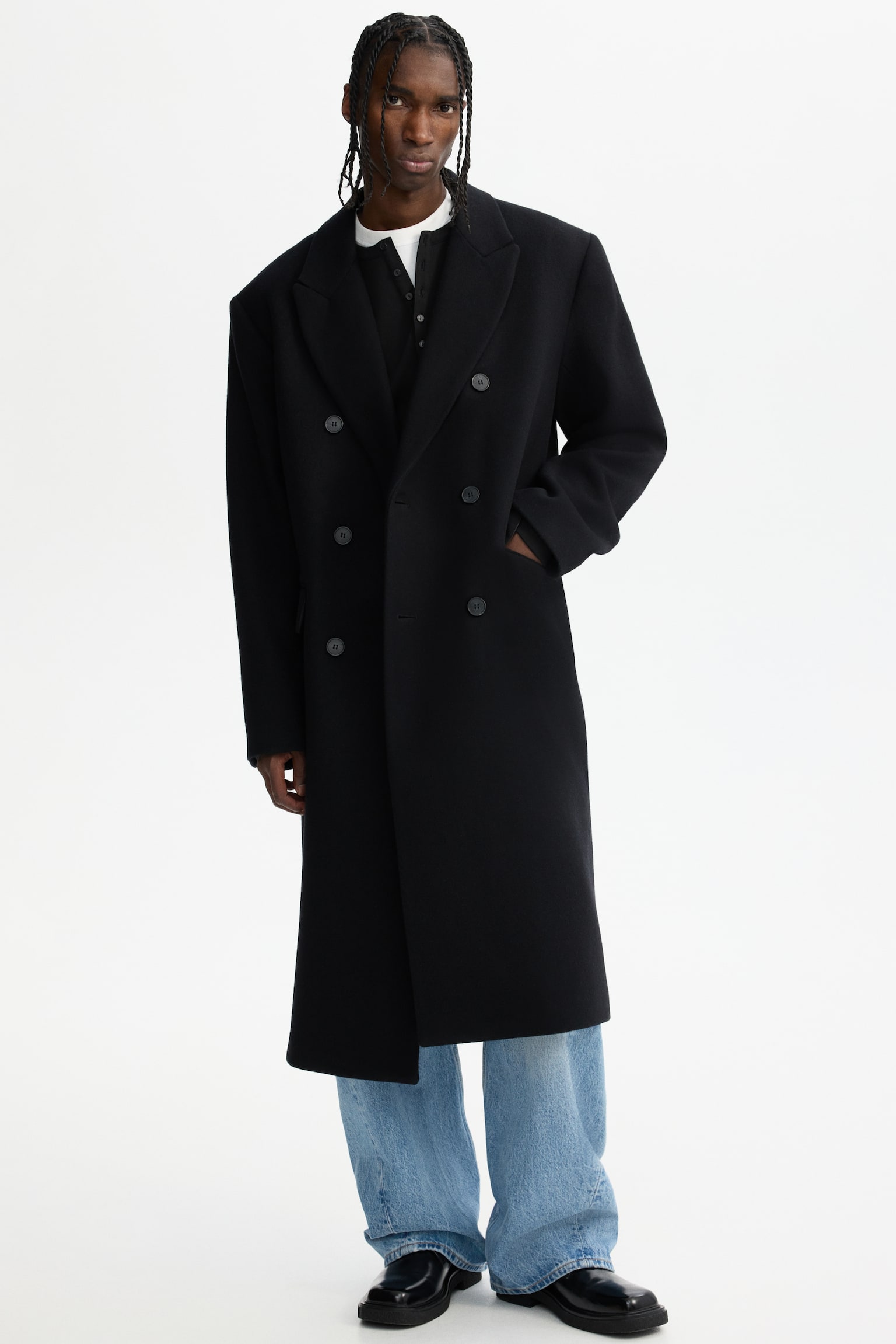 Wool-blend coat - Black - 1