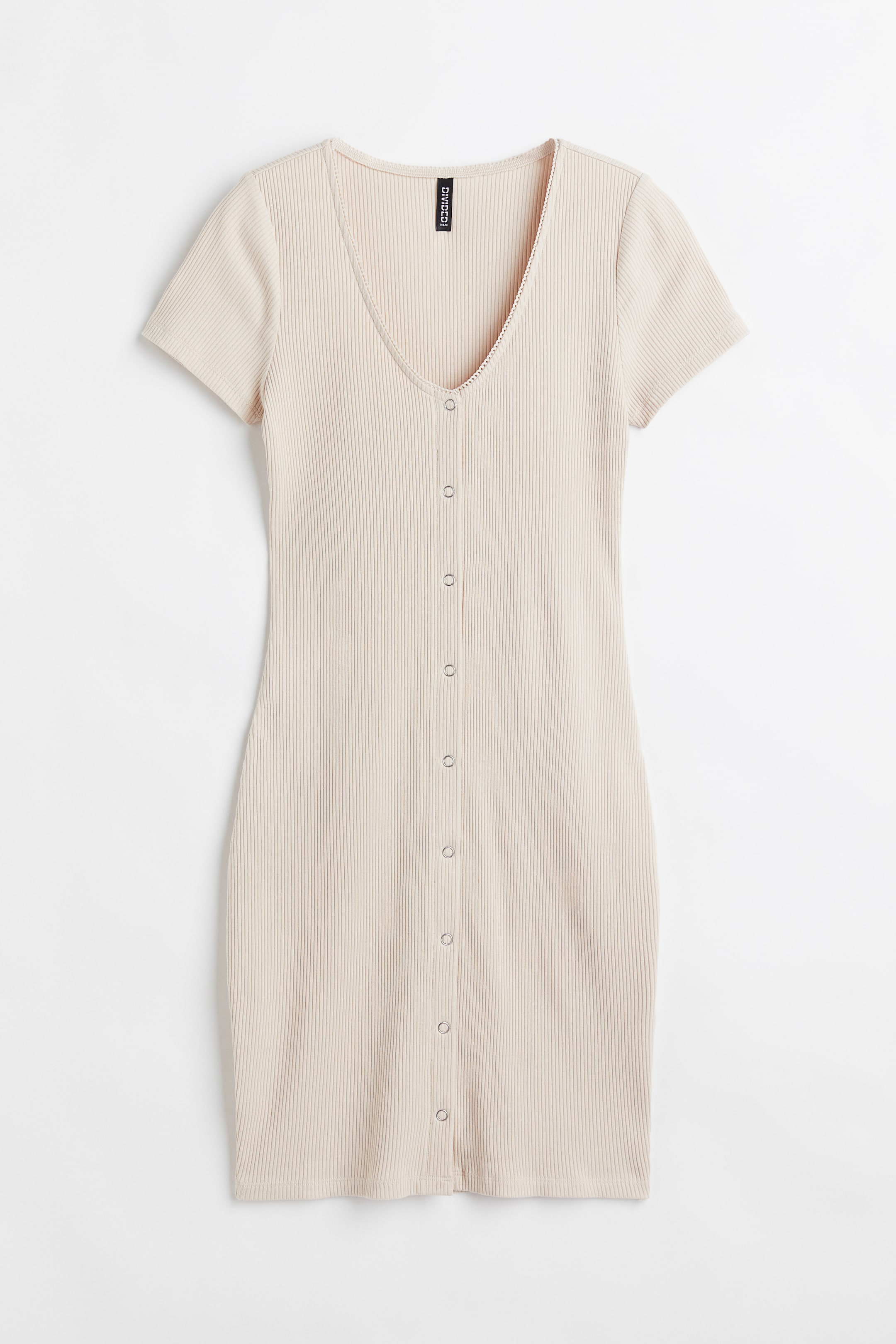Ribbed jersey bodycon dress - Light beige