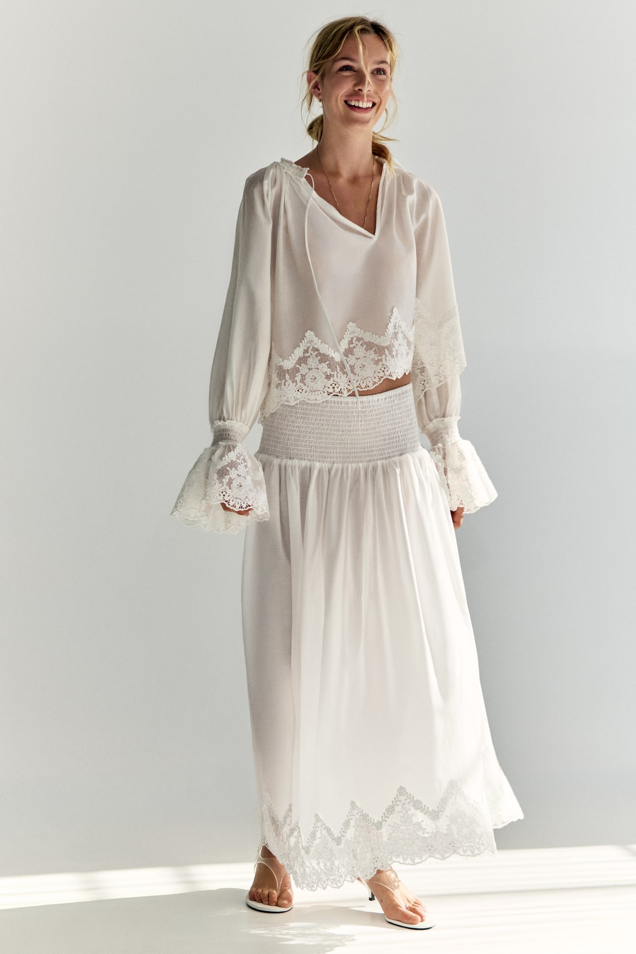 Lace-Trimmed Smocked Skirt - image 3