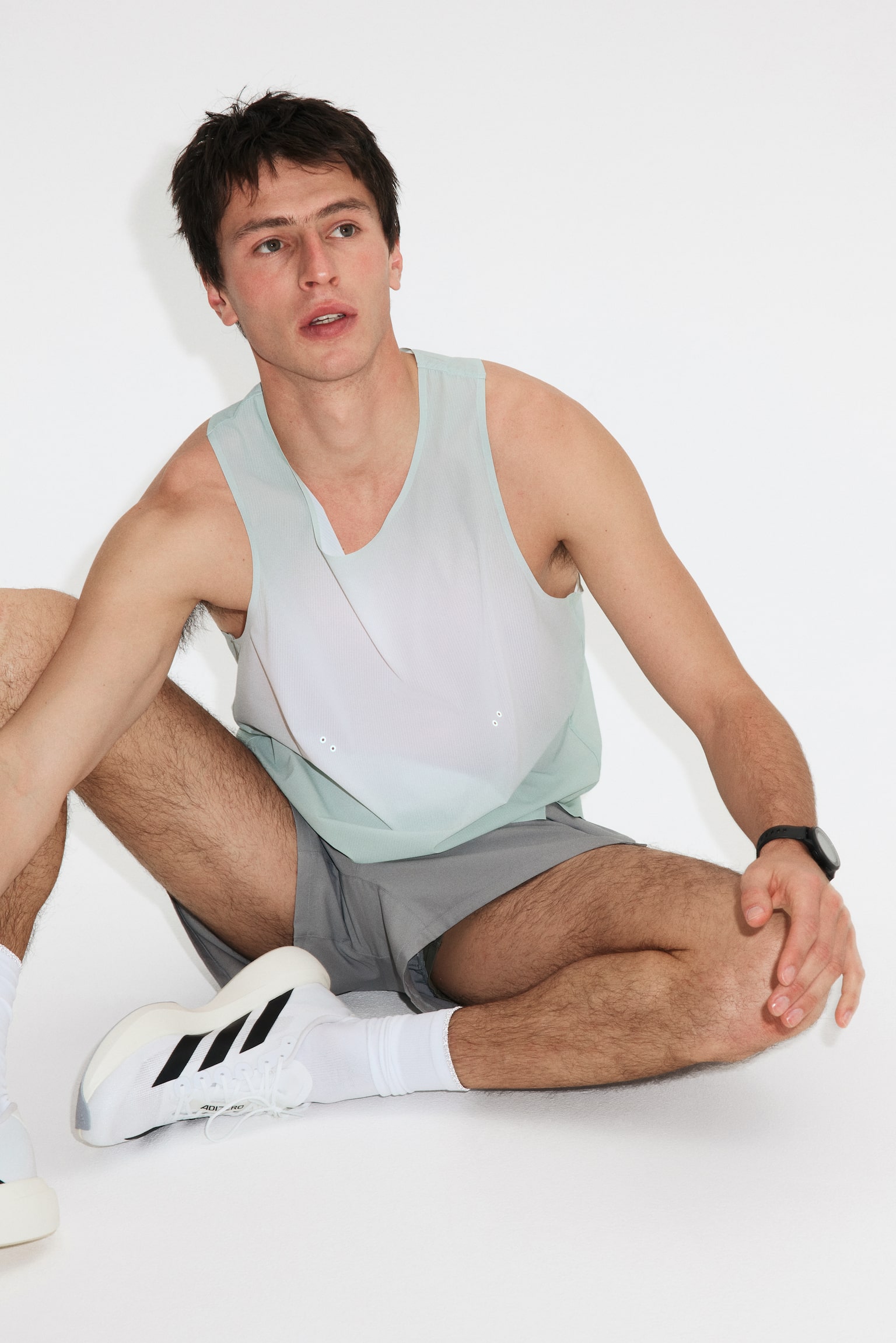 Cooling Lightweight Running vest top - Light mint/Dark grey/White - 3