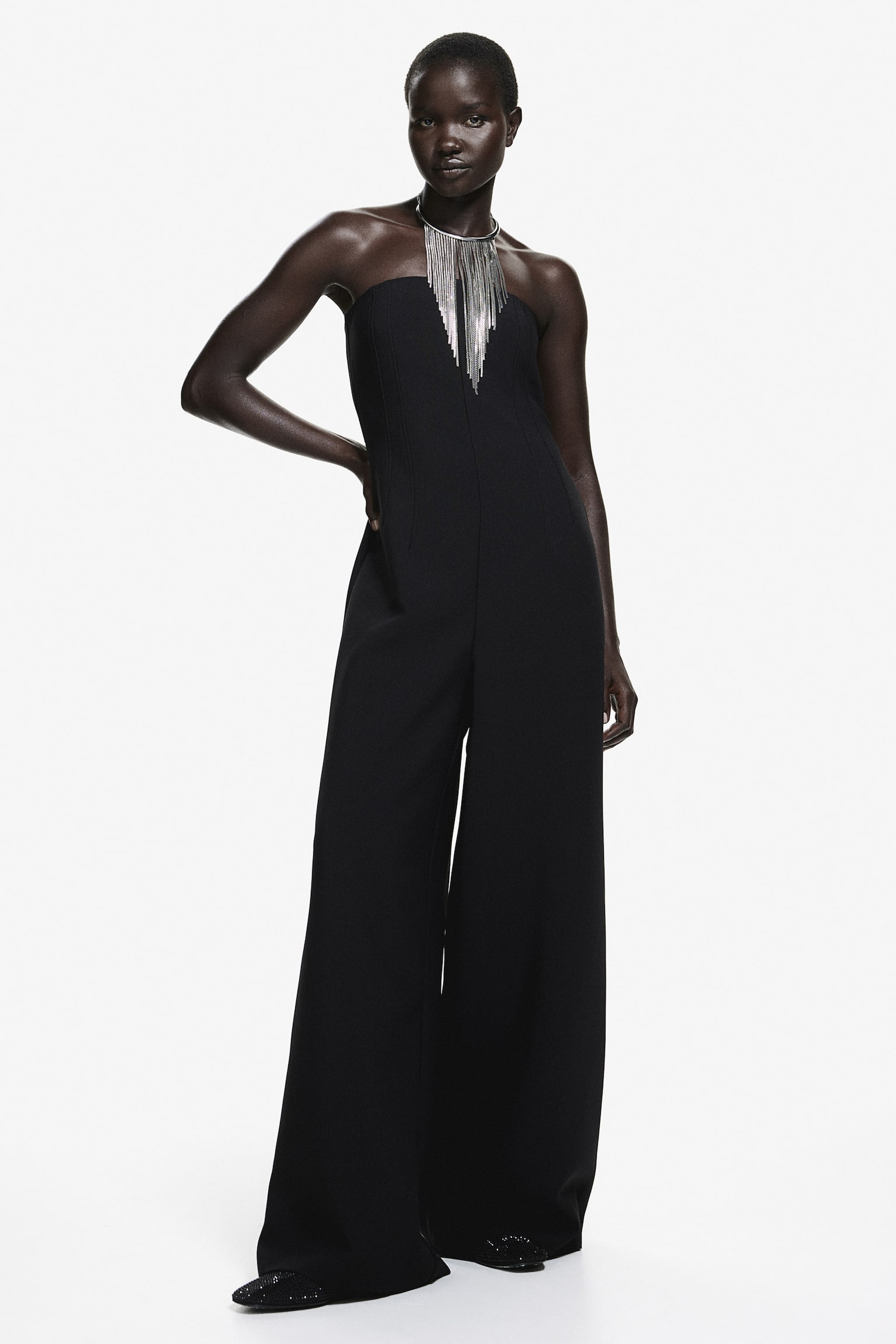 Tailored bandeau jumpsuit - Black - 1