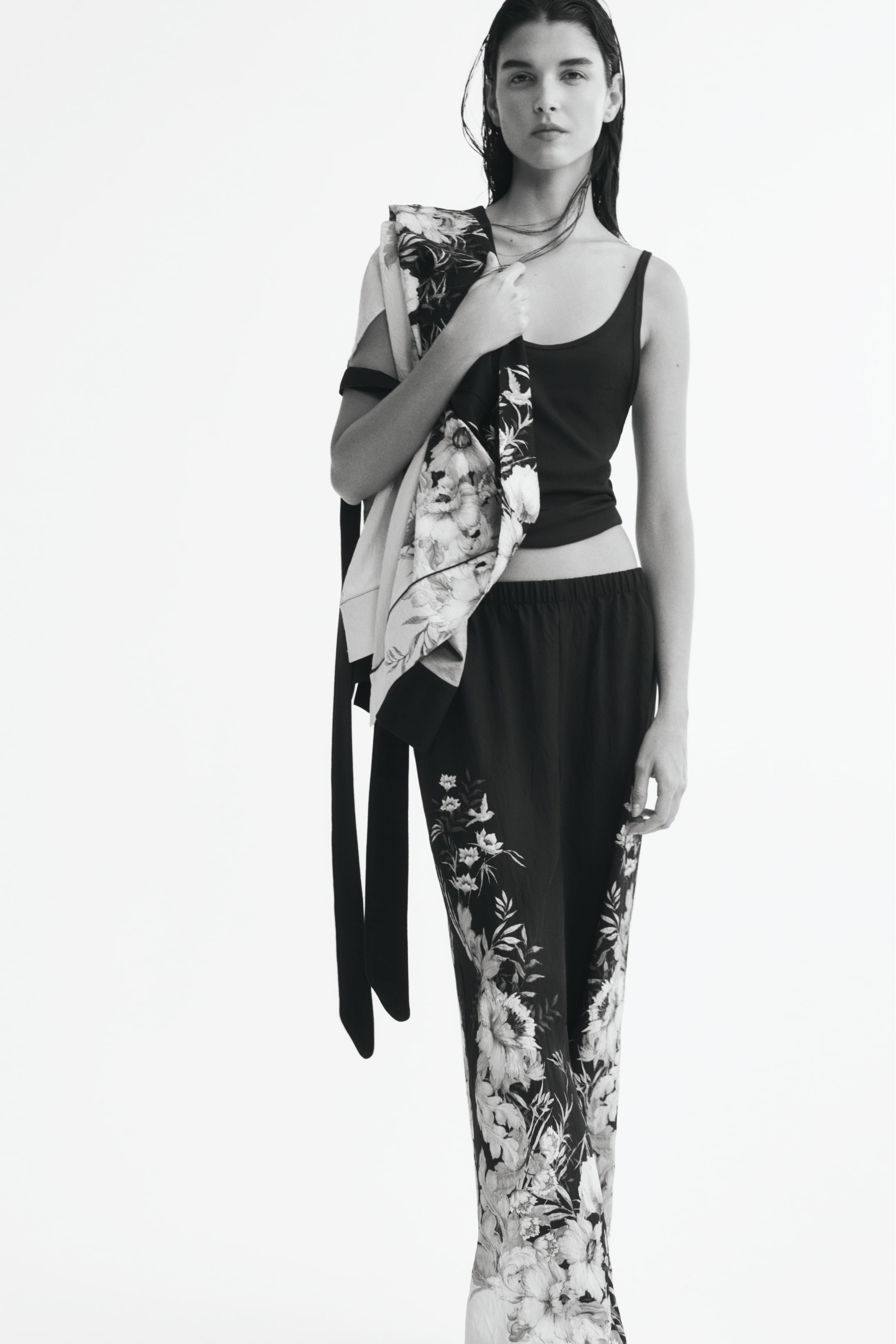 Pantalon en viscose mélangée avec taille élastique