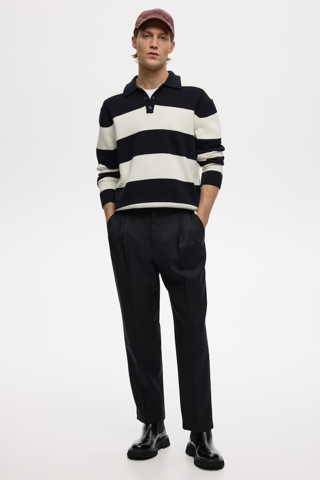 Relaxed-Fit Polo Shirt - Dark blue/striped - 3