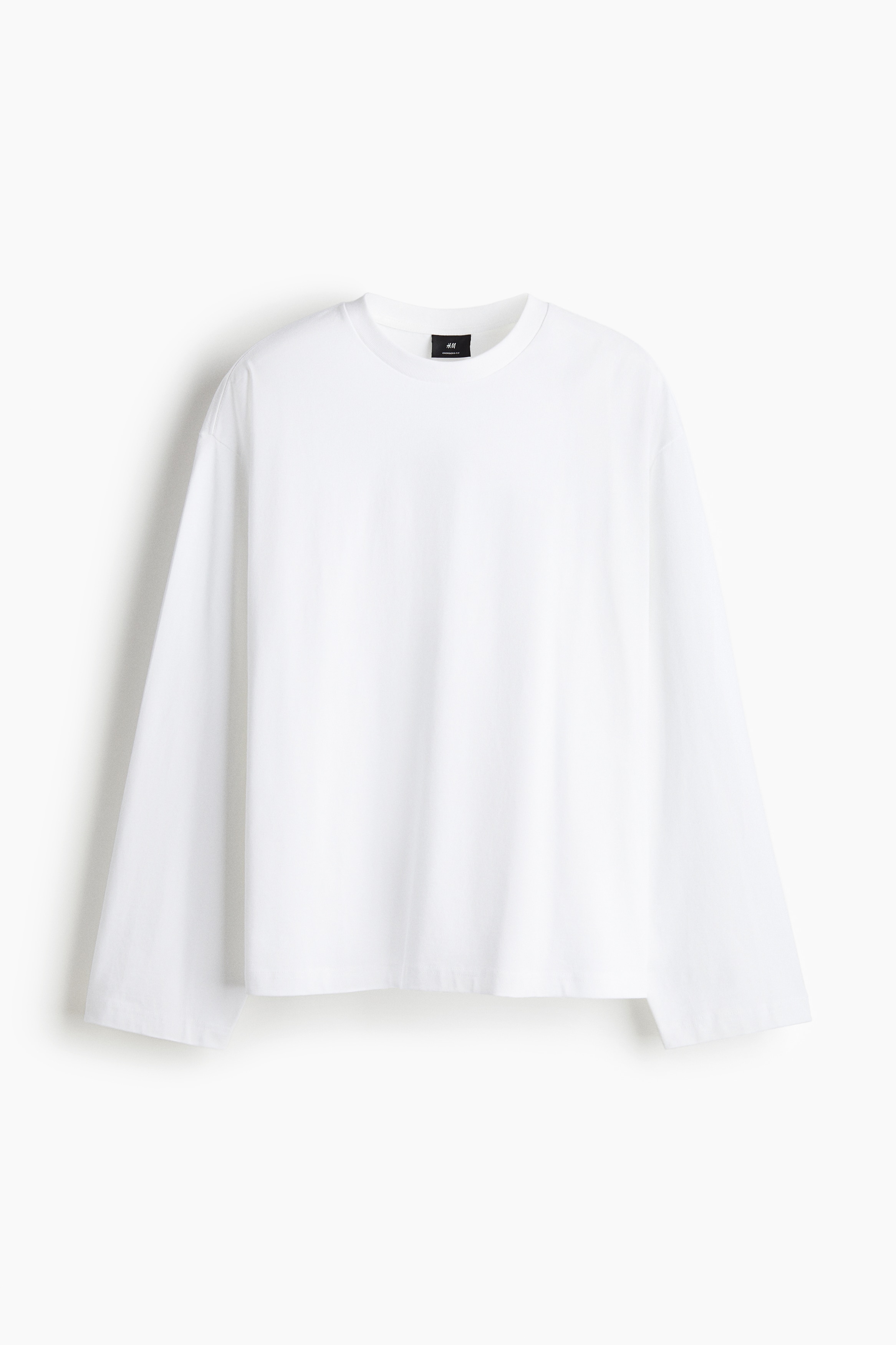 Oversized Long-Sleeved Jersey Shirt - White/Black/White/Gray melange