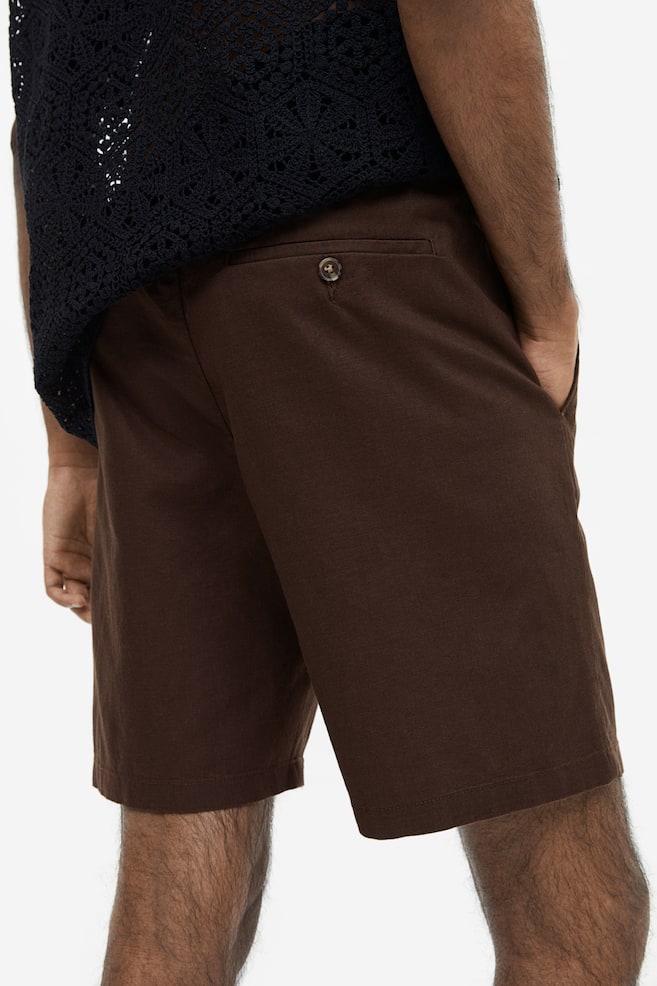 Regular Fit Linen-blend shorts - Dark brown/Light beige/White/Light grey/dc - 7