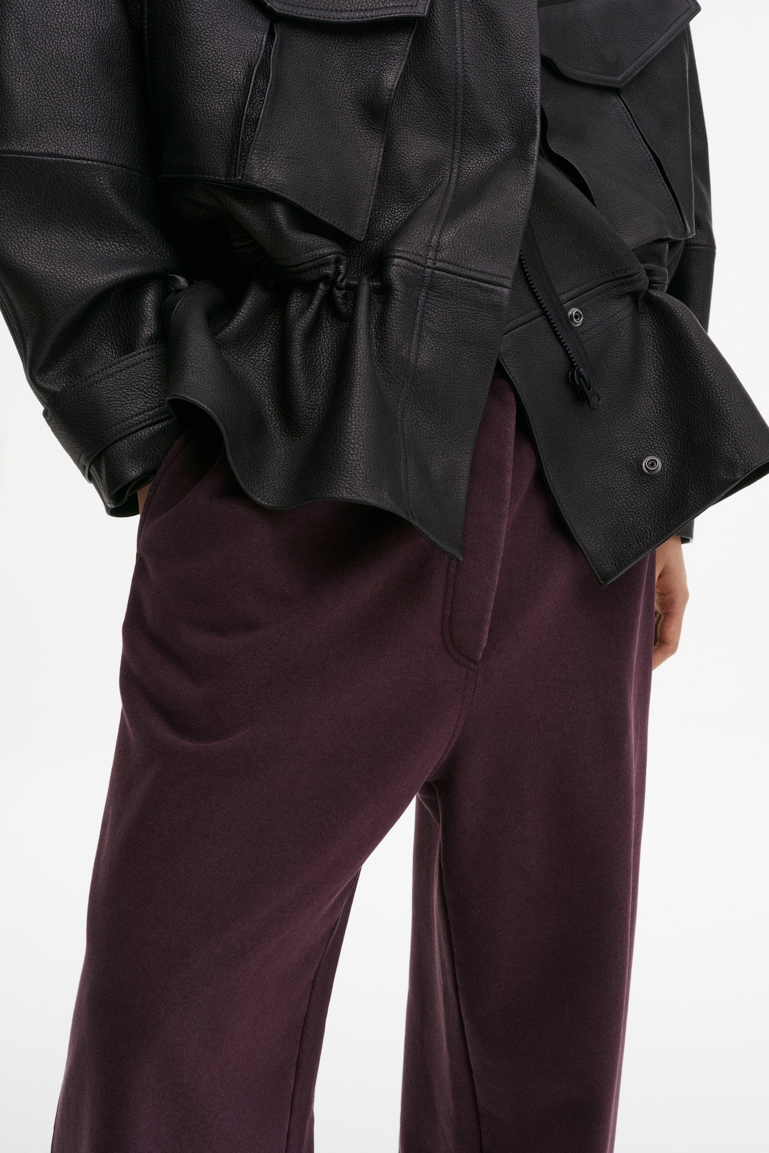 Pantaloni tip jogging largi de bumbac - Mov-prună închis - 3