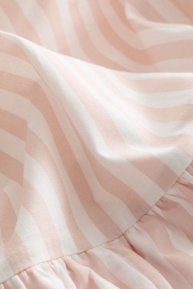 Ruffle-Trimmed Cotton Pillowcase-Powder pink/striped - 2