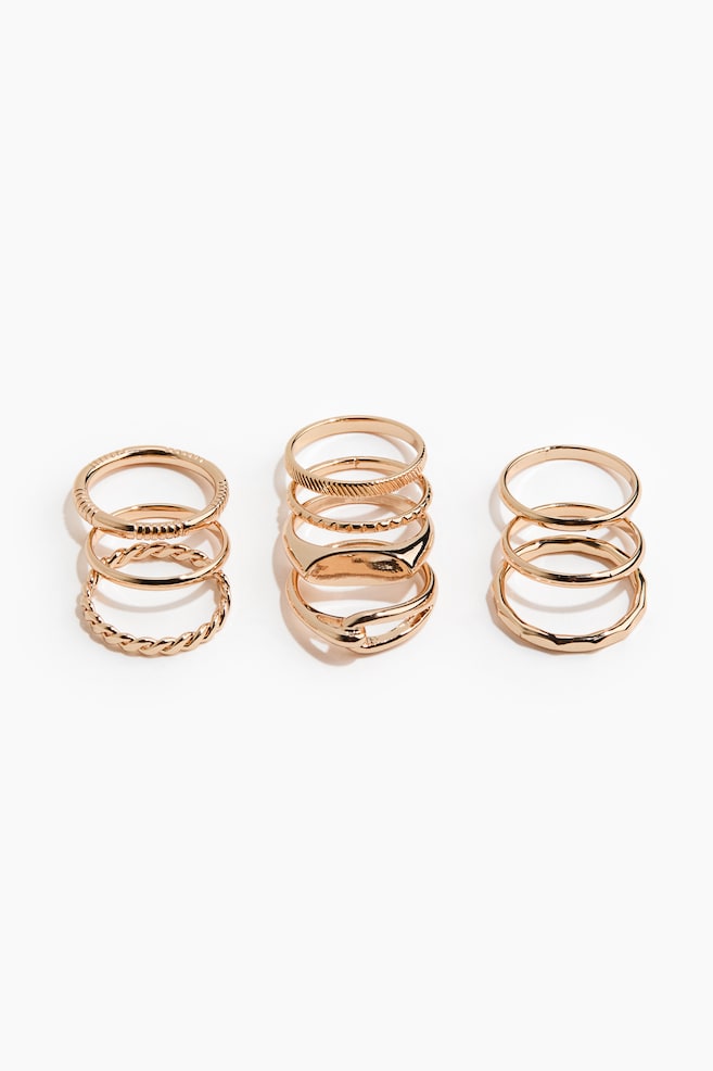 10-pack rings - Gold-coloured - 1