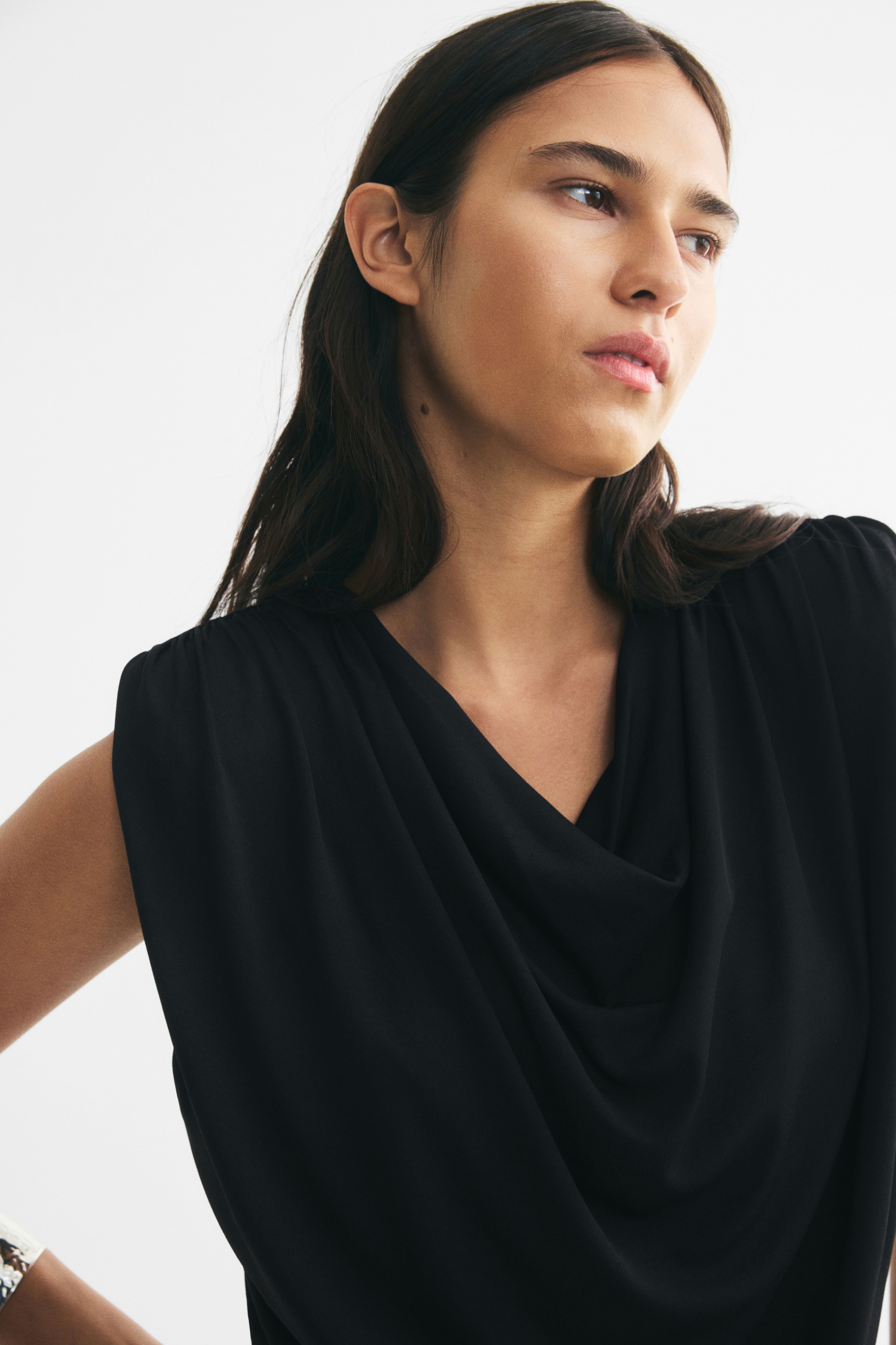 Draped Top with Shoulder Pads