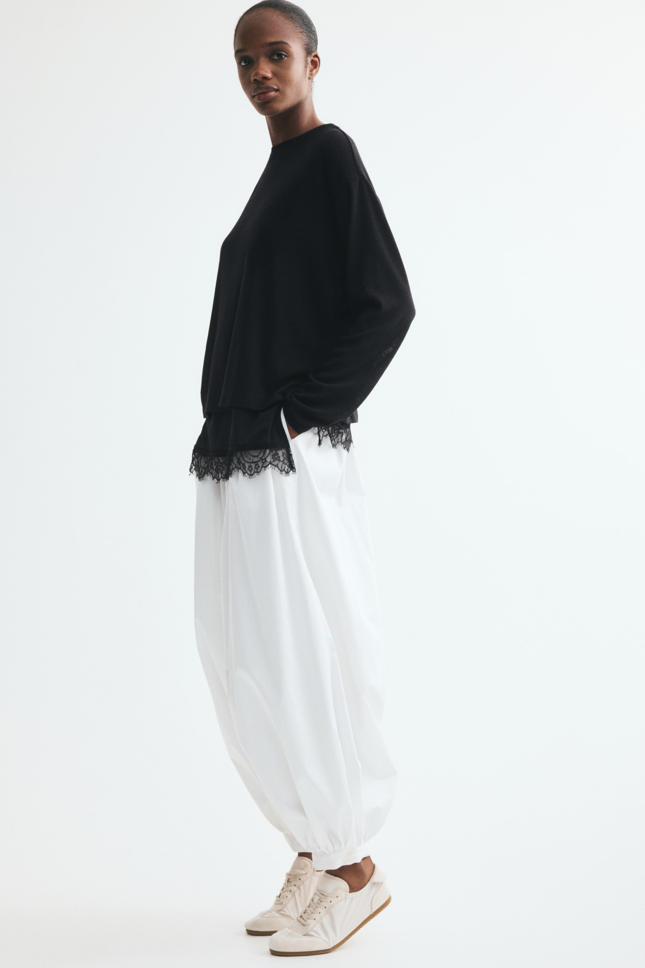 View larger image: Layered lace-trimmed top - Black - Ladies | H&M IN 1