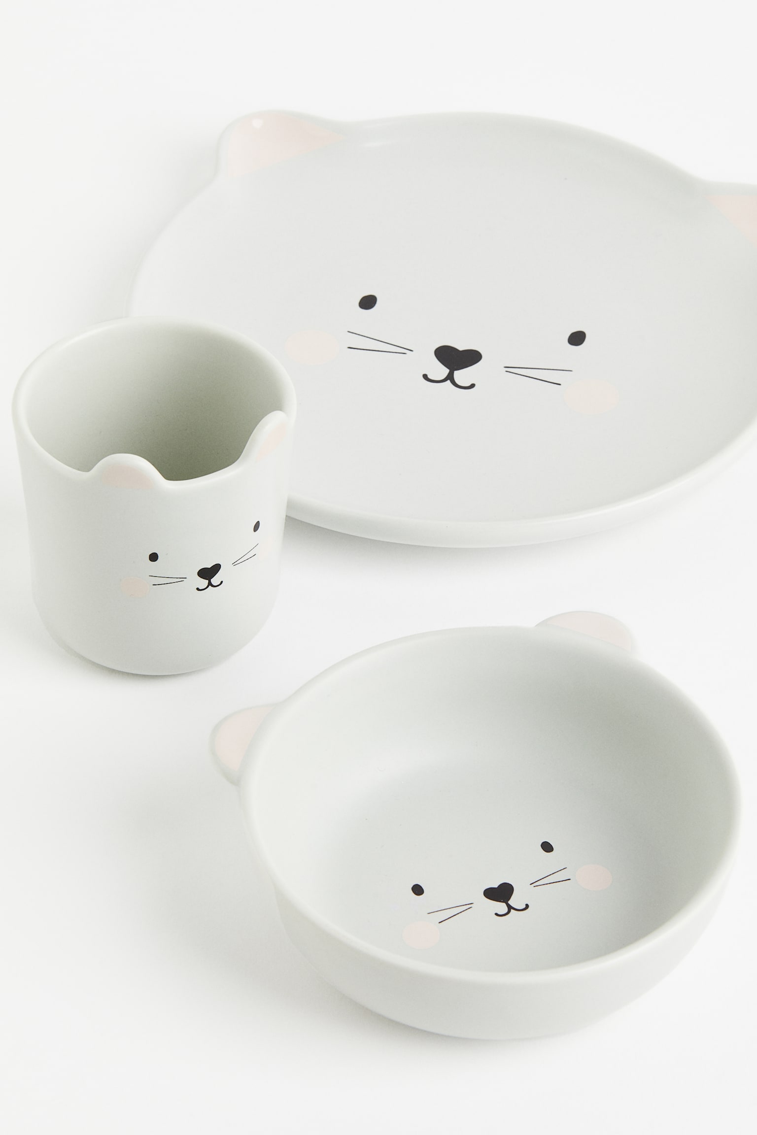 Motif-detail porcelain mug - White/Mouse/Light beige/Leopard/White/Dog - 2