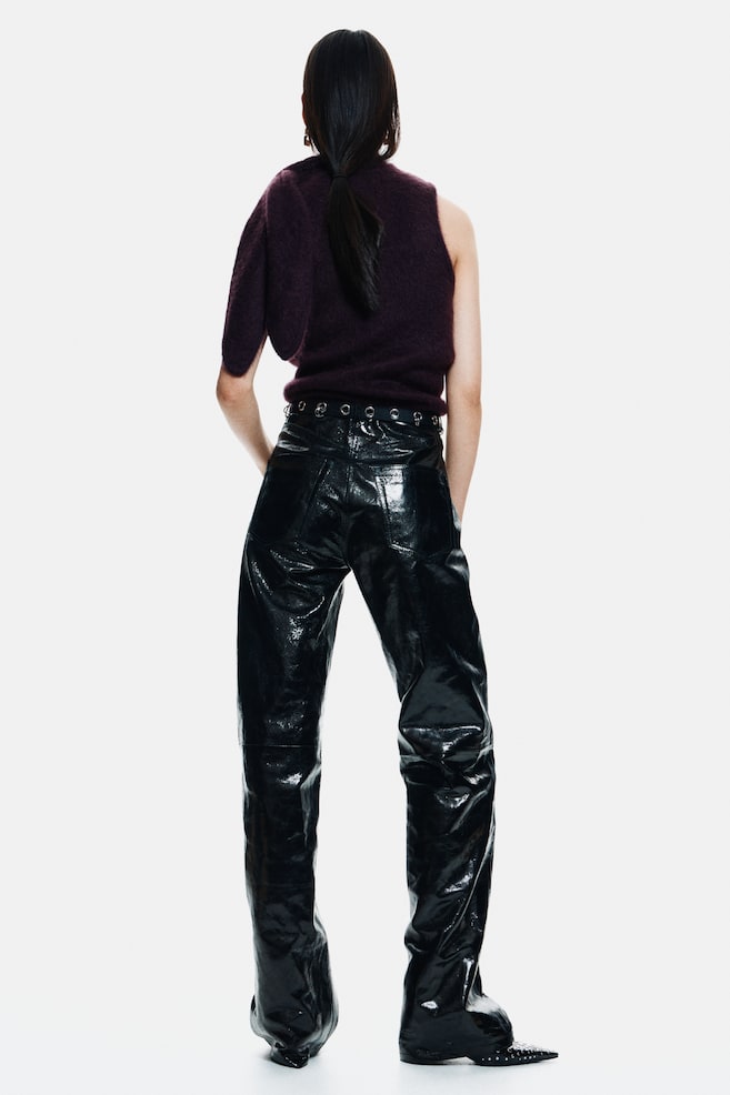 Top en mezcla de mohair con cuello fular-Morado - 4