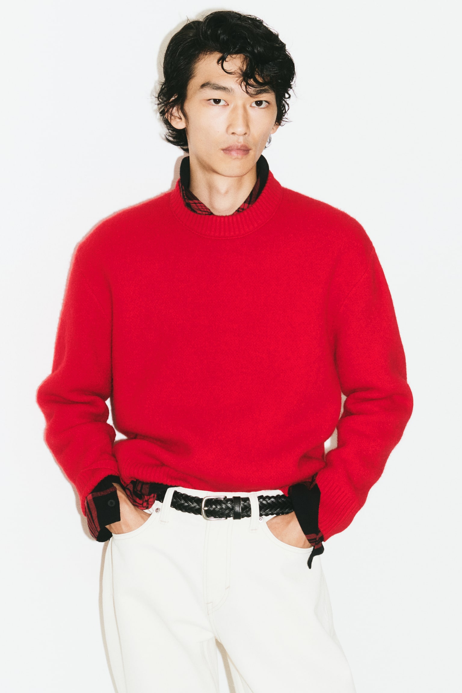 Мужской свитер H&M Regular-Fit Brushed, цвет: Красный — фото 2