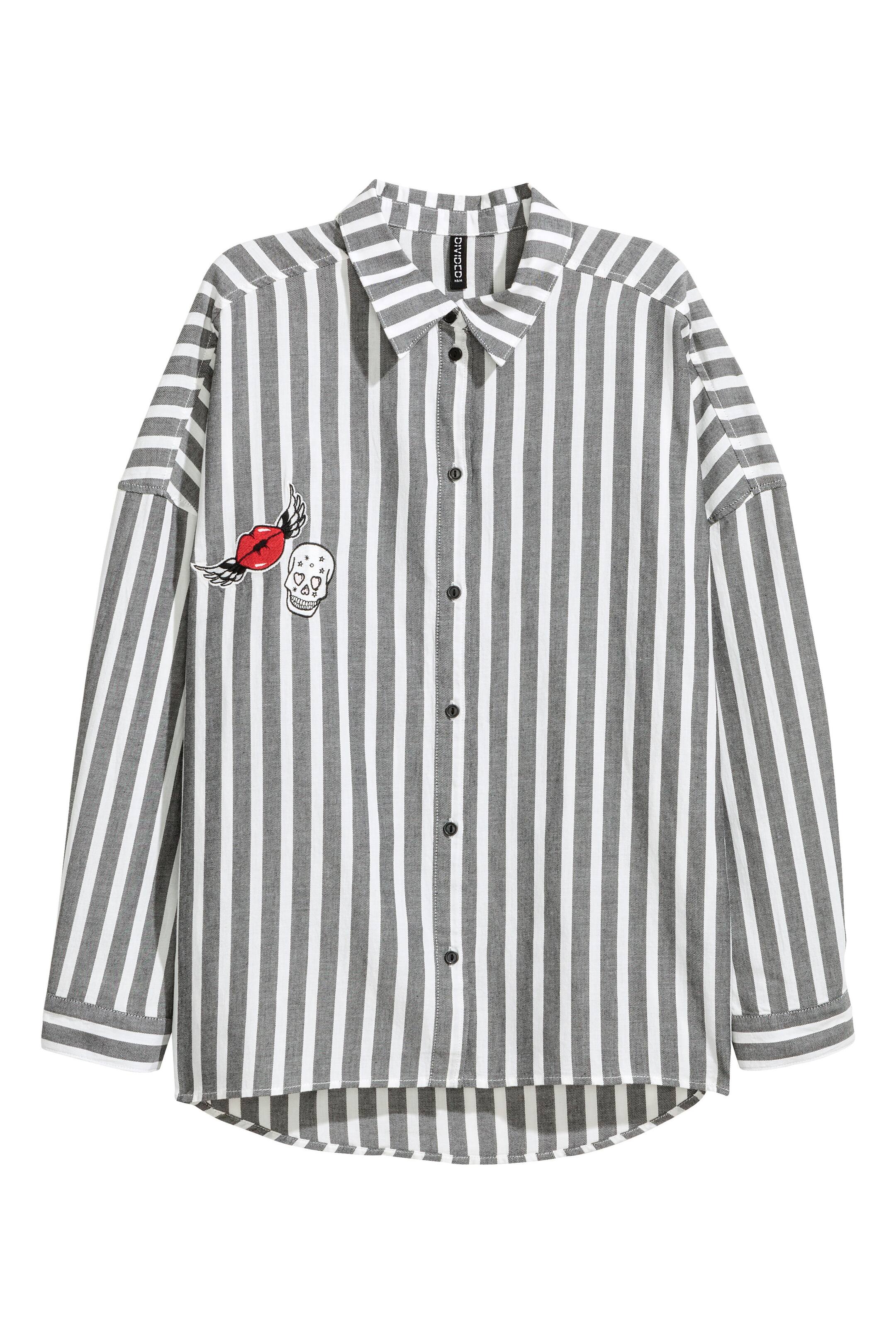 View larger image: Wide cotton shirt - White/Striped - Ladies | H&M GB 1
