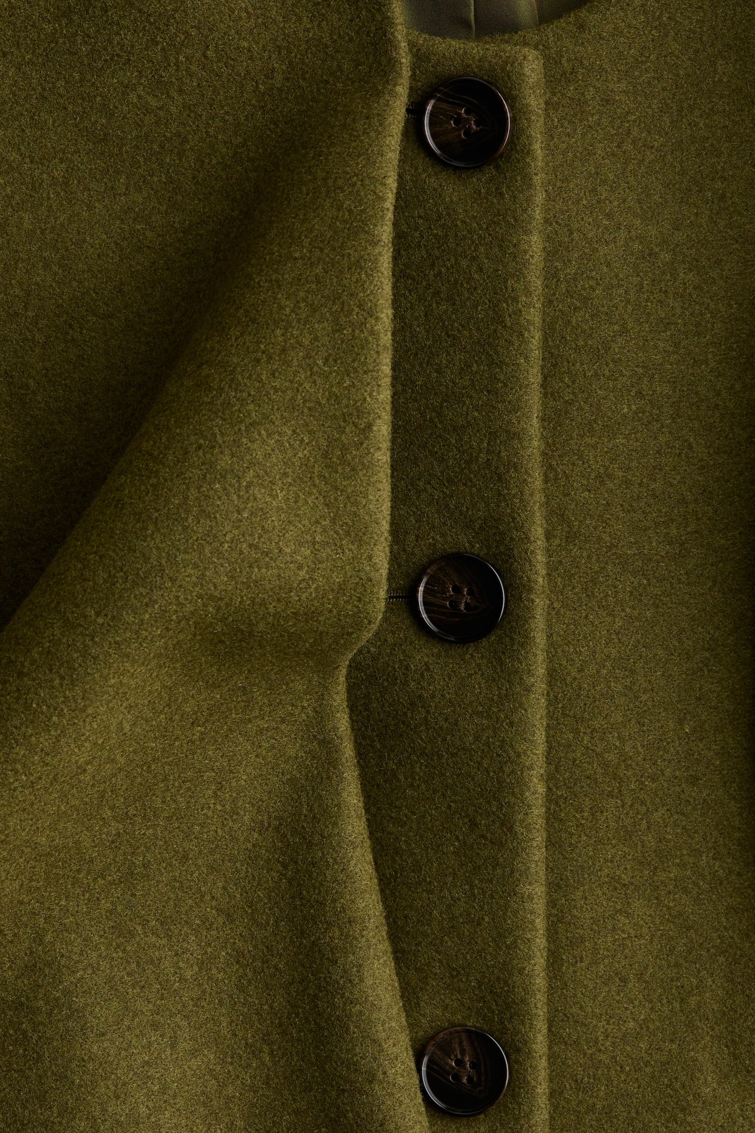 Scarf-detail coat - Olive green/Dark grey - 4