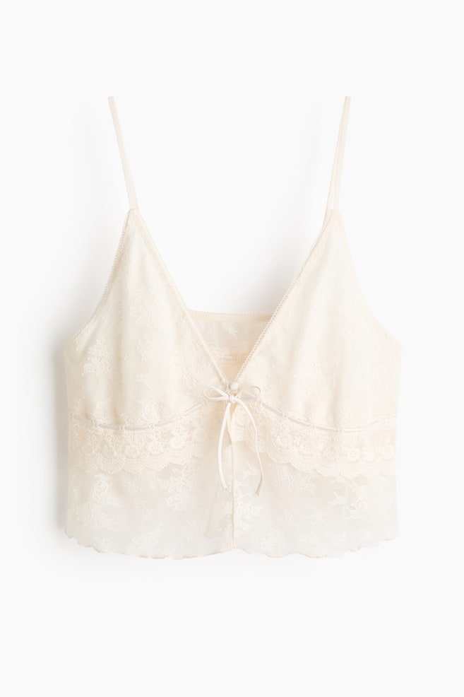 Crop top en dentelle - Crème - 1